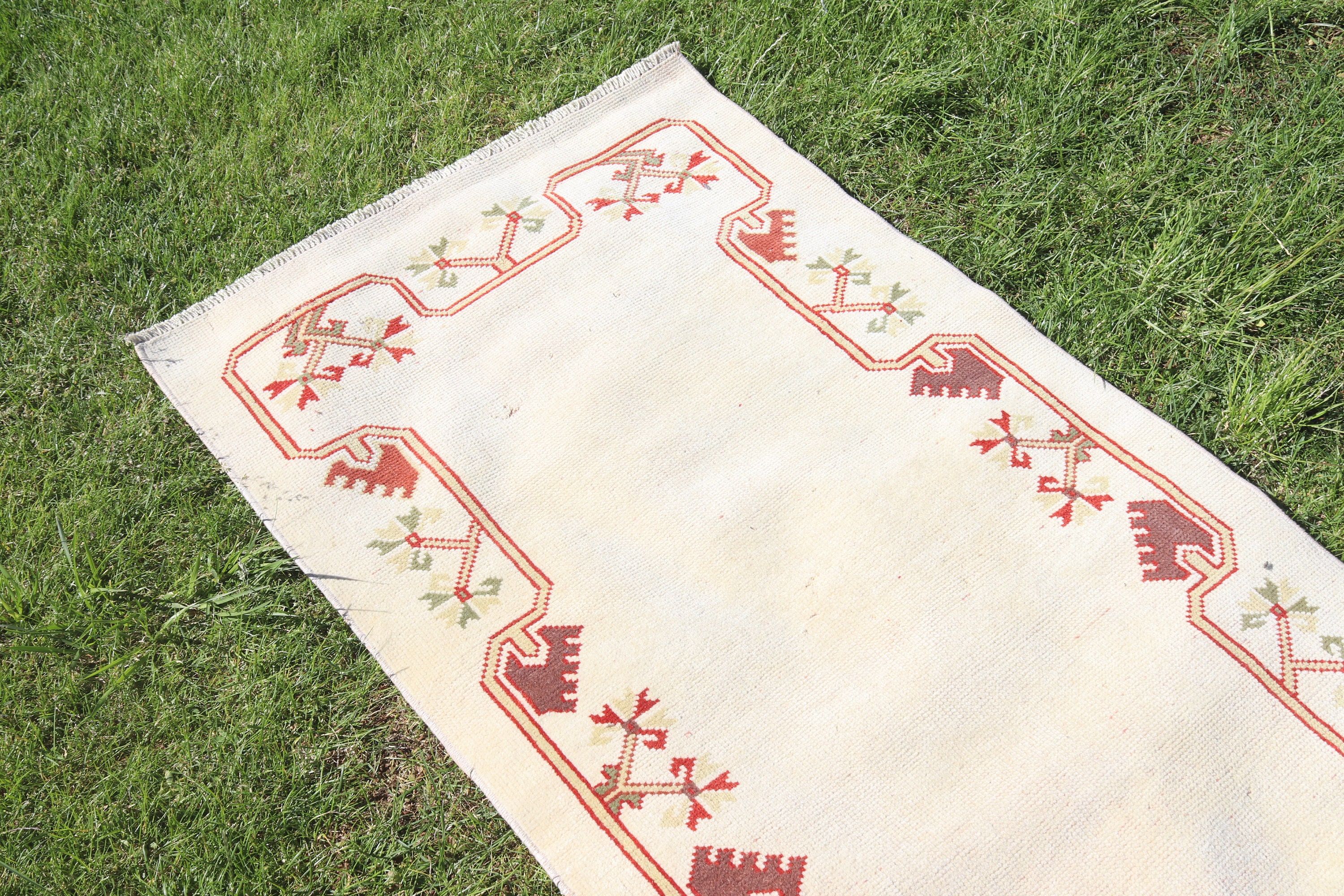 Beige Kitchen Rug, 2.5x4.7 ft Small Rugs, Vintage Rugs, Door Mat Rug, Turkish Rugs, Rugs for Small Vintage, Kitchen Rug, Oushak Rug