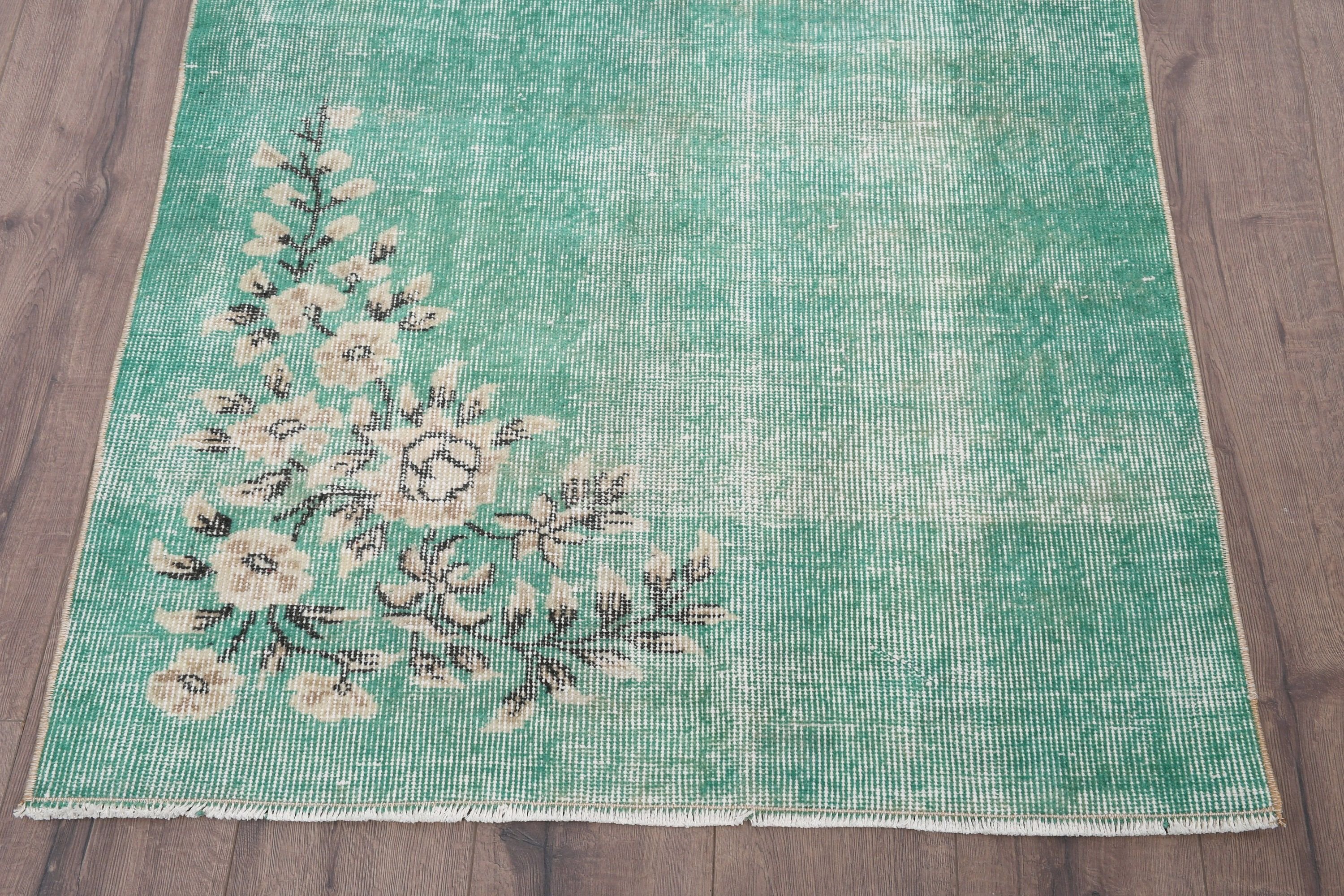 Vintage Rug, Entry Rugs, Green Oushak Rugs, Turkish Rugs, Eclectic Rug, 3.3x6 ft Accent Rug, Bedroom Rugs, Rugs for Kitchen, Oushak Rugs