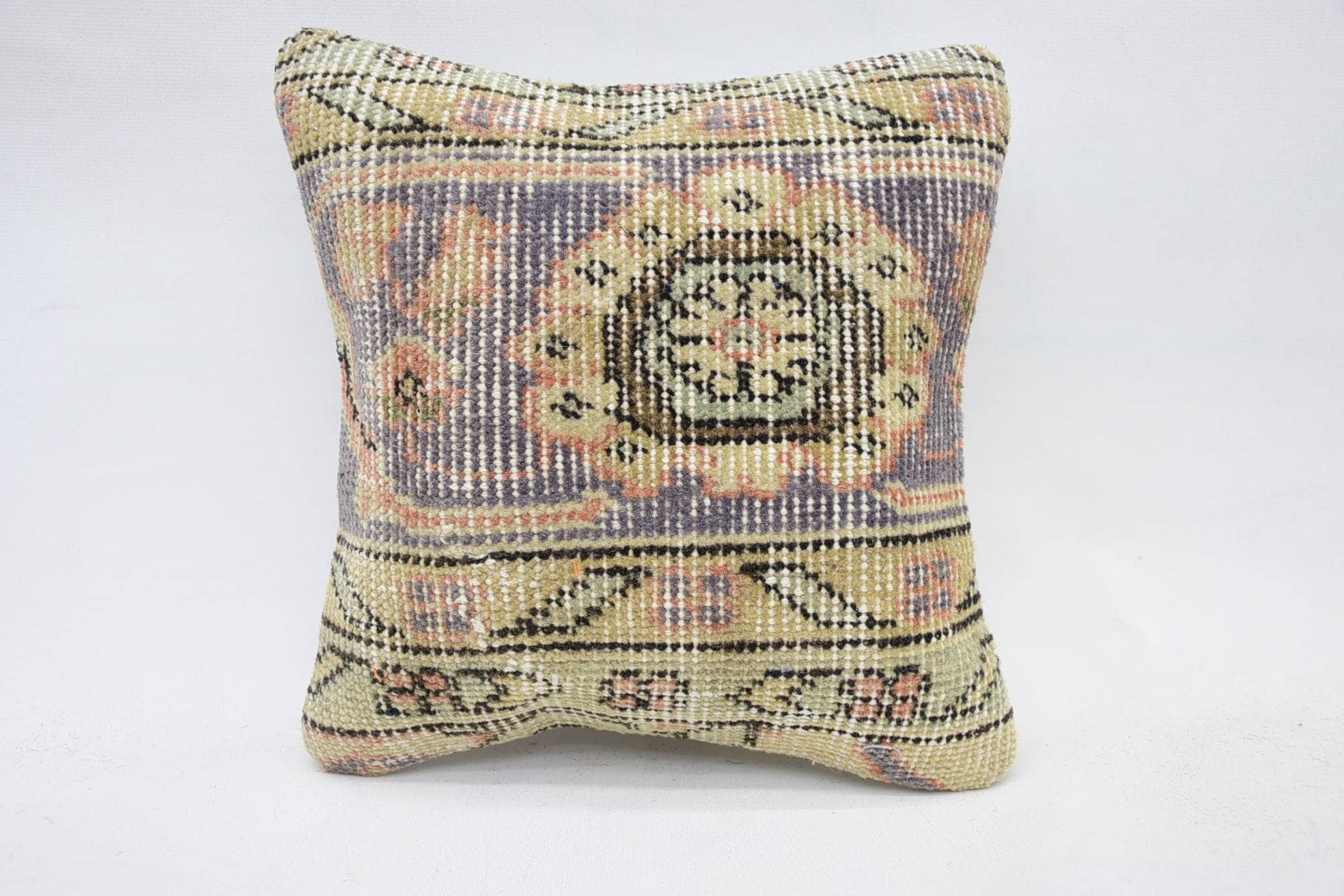 Throw Kilim Pillow, Luxury Pillow Cover, 12"x12" Blue Cushion Case, Antique Pillows, Kilim Pillow, Art Deco Cushion Case, Colorful Pillow