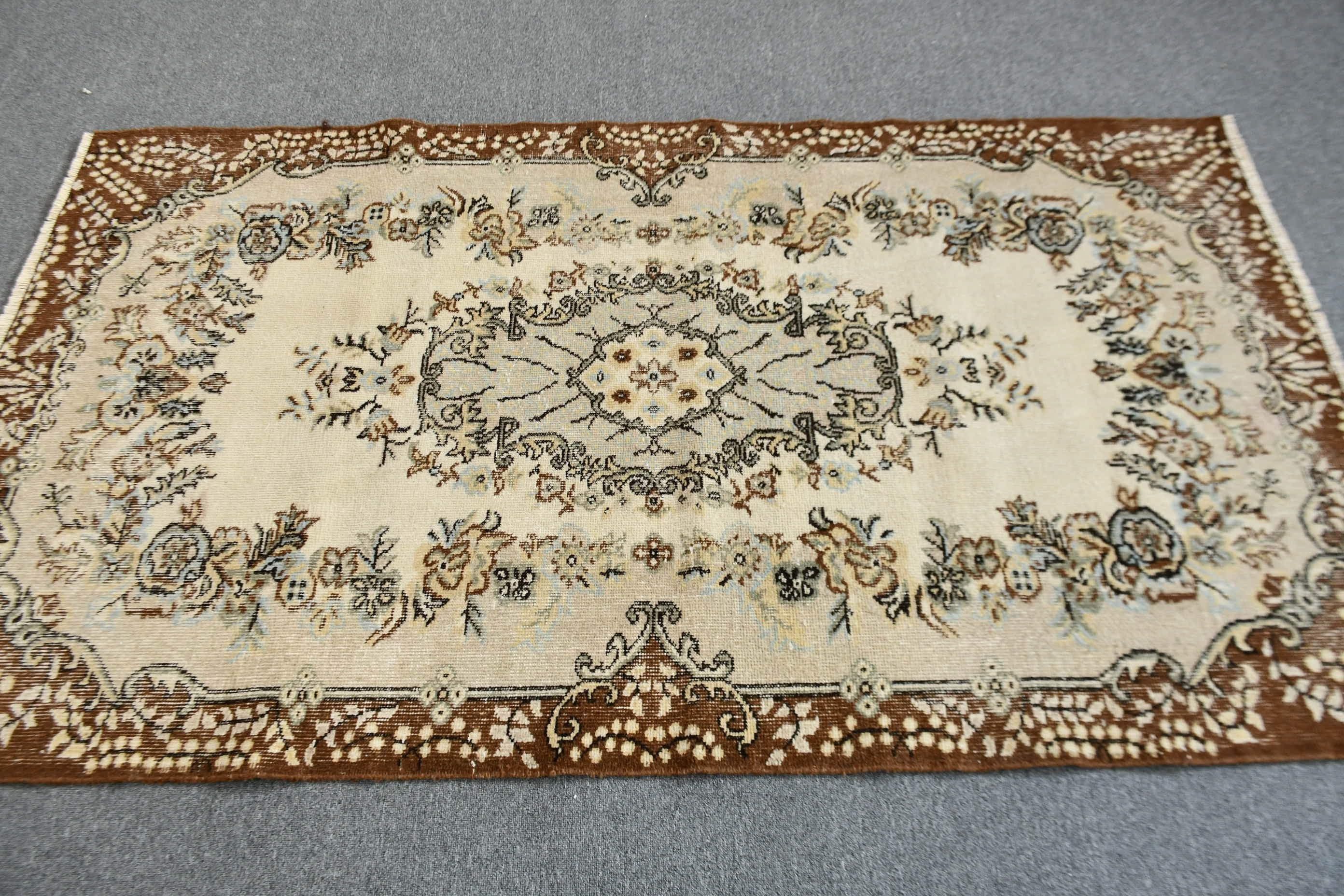 Kitchen Rugs, Antique Rug, Handwoven Rugs, Rugs for Kitchen, Vintage Rug, Floor Rug, Turkish Rug, Beige Antique Rugs, 3.9x6.9 ft Area Rug