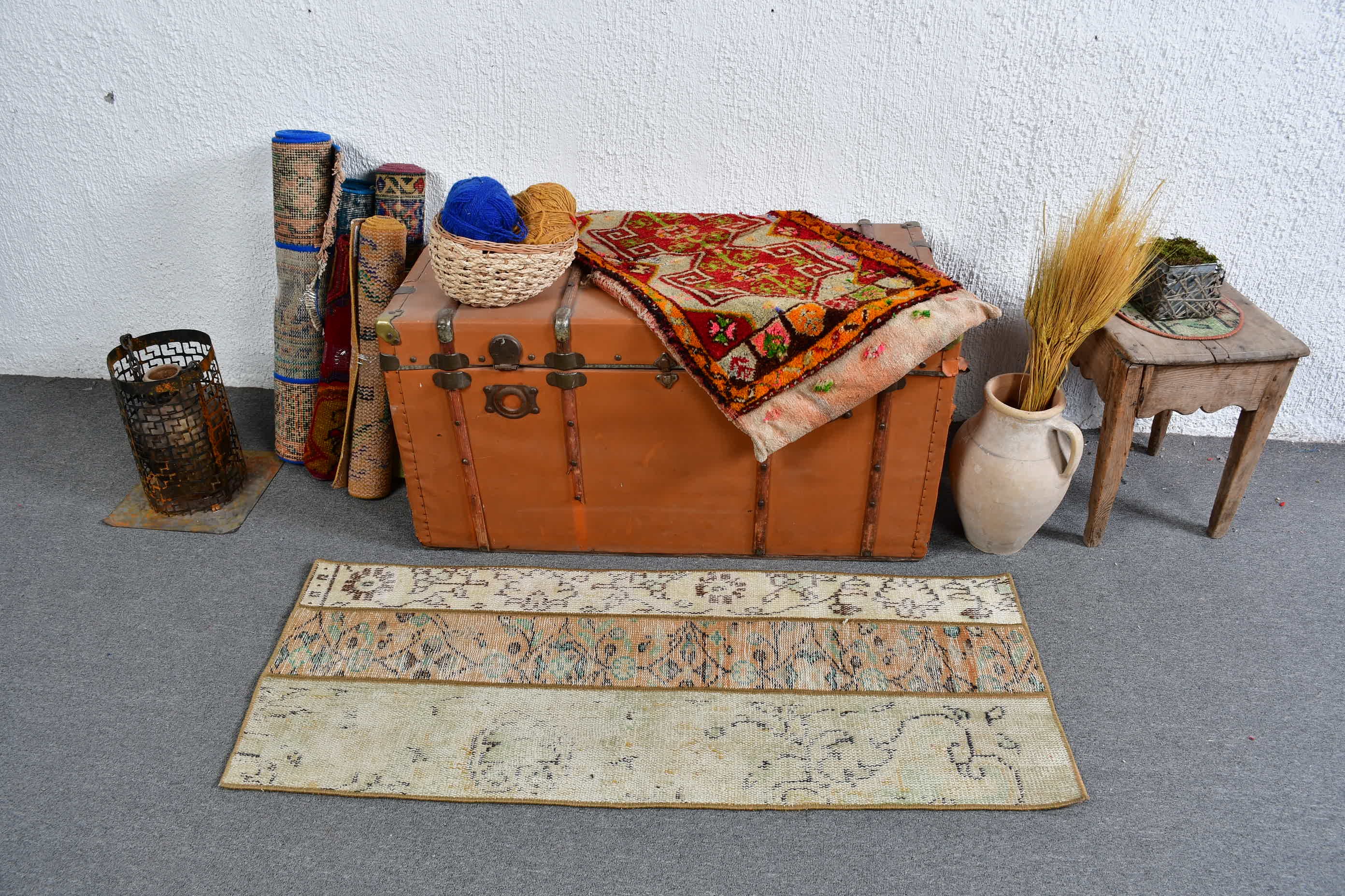 Wool Rugs, Vintage Rugs, 1.8x4.3 ft Small Rug, Rugs for Door Mat, Cool Rug, Bathroom Rug, Handmade Bath Mat Rug, Turkish Rug, Nursery Rug