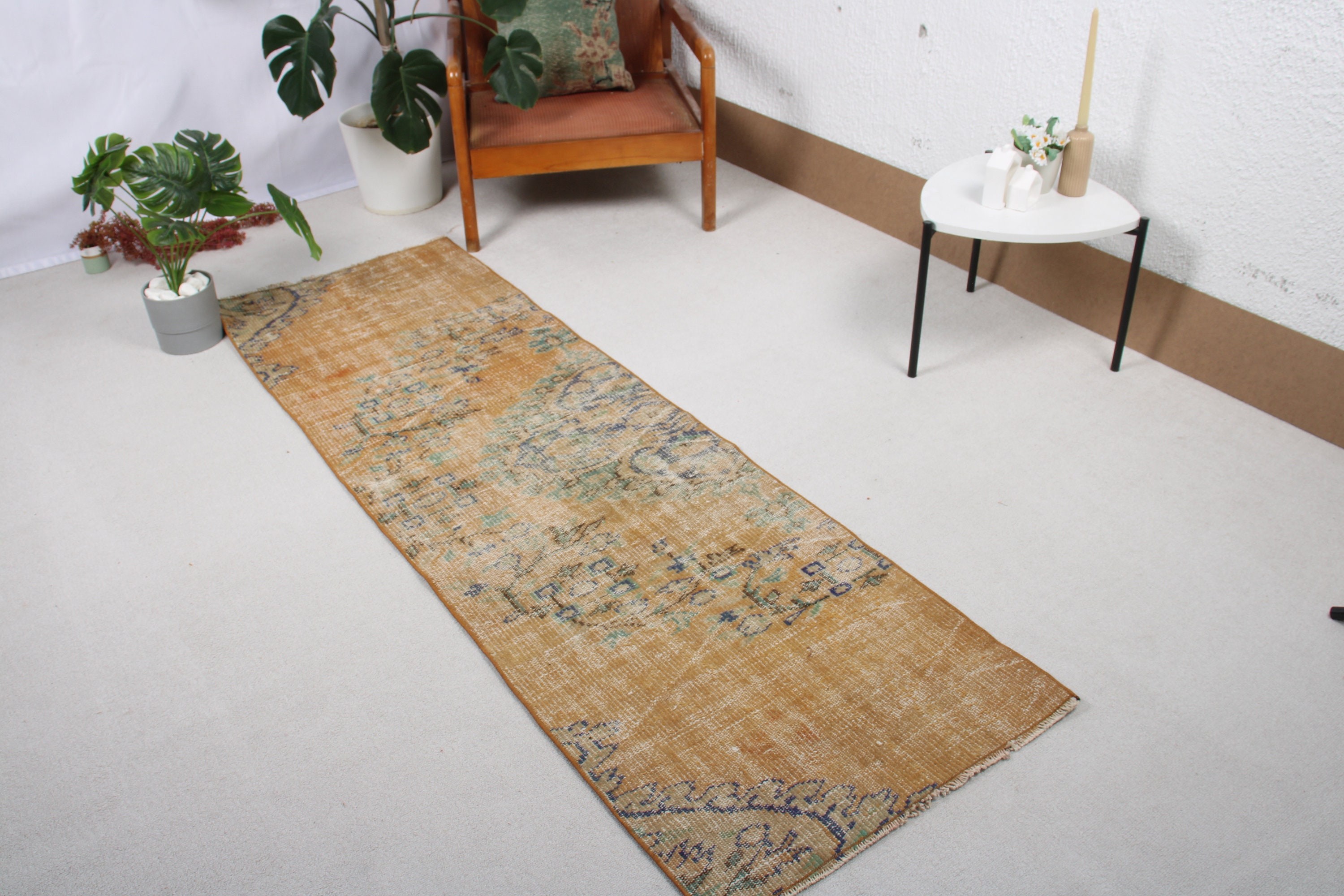 Beni Ourain Runner Rug, Luxury Rugs, Kitchen Rugs, Turkish Rug, Brown Oushak Rugs, 2.2x6.9 ft Runner Rugs, Flatweave Rug, Vintage Rug