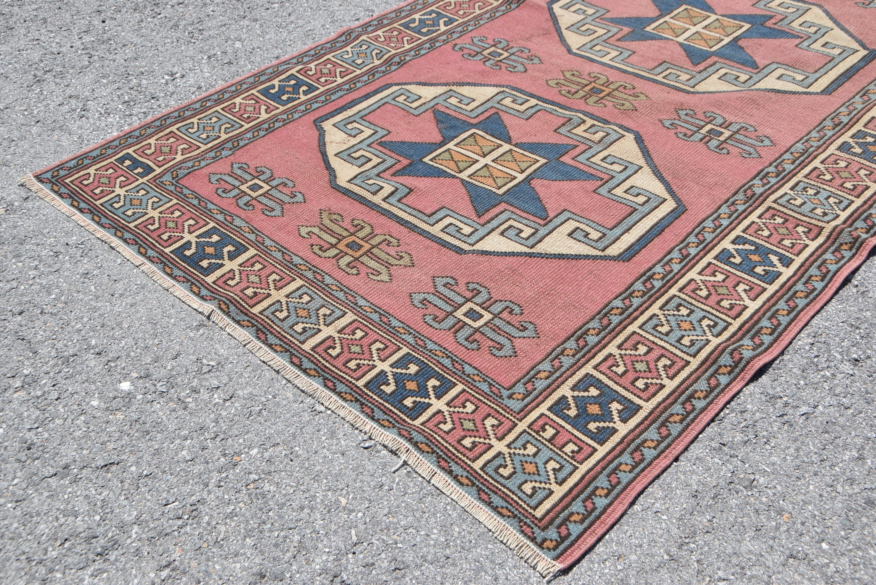 Rugs for Living Room, Turkish Rug, Pink Oushak Rug, Oriental Rugs, Floor Rug, 4.2x6.5 ft Area Rug, Indoor Rug, Vintage Rugs, Outdoor Rugs