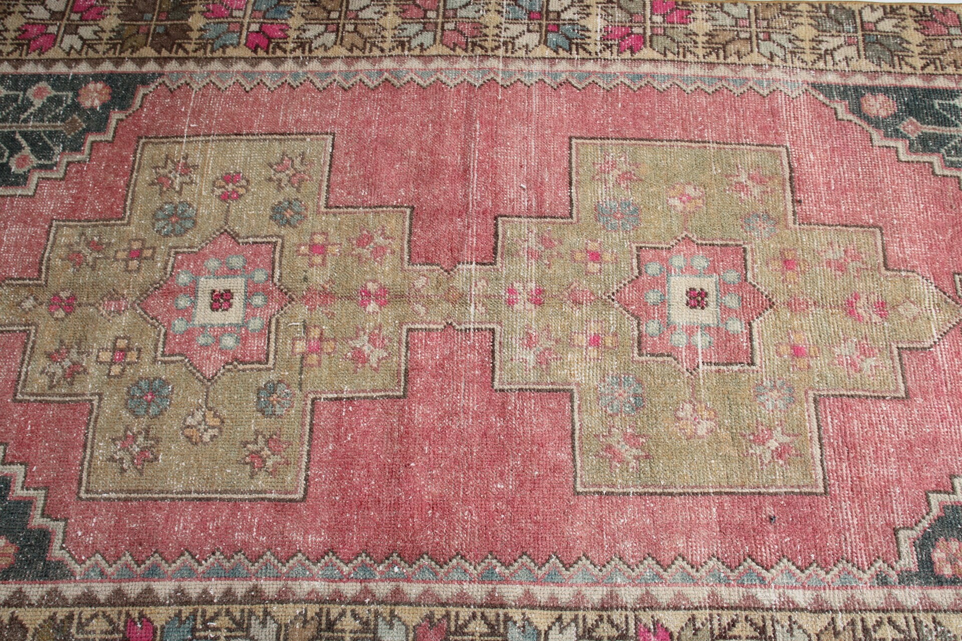 Oriental Rug, Boho Rugs, Kitchen Rug, Turkish Rugs, 3.8x7.5 ft Area Rugs, Living Room Rugs, Pink Home Decor Rugs, Vintage Rug