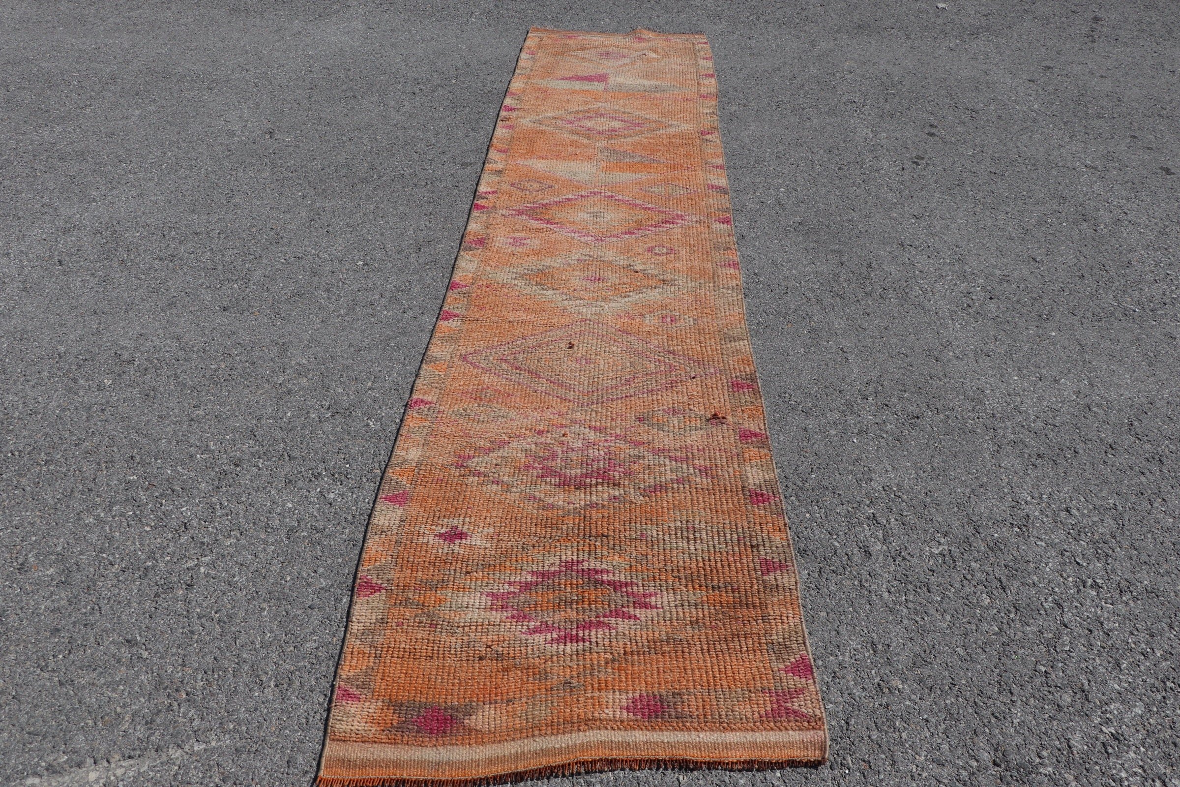 2.5x11.1 ft Runner Rug, Stair Rugs, Kitchen Rug, Floor Rug, Corridor Rugs, Orange Bedroom Rugs, Vintage Rug, Turkish Rug, Antique Rug