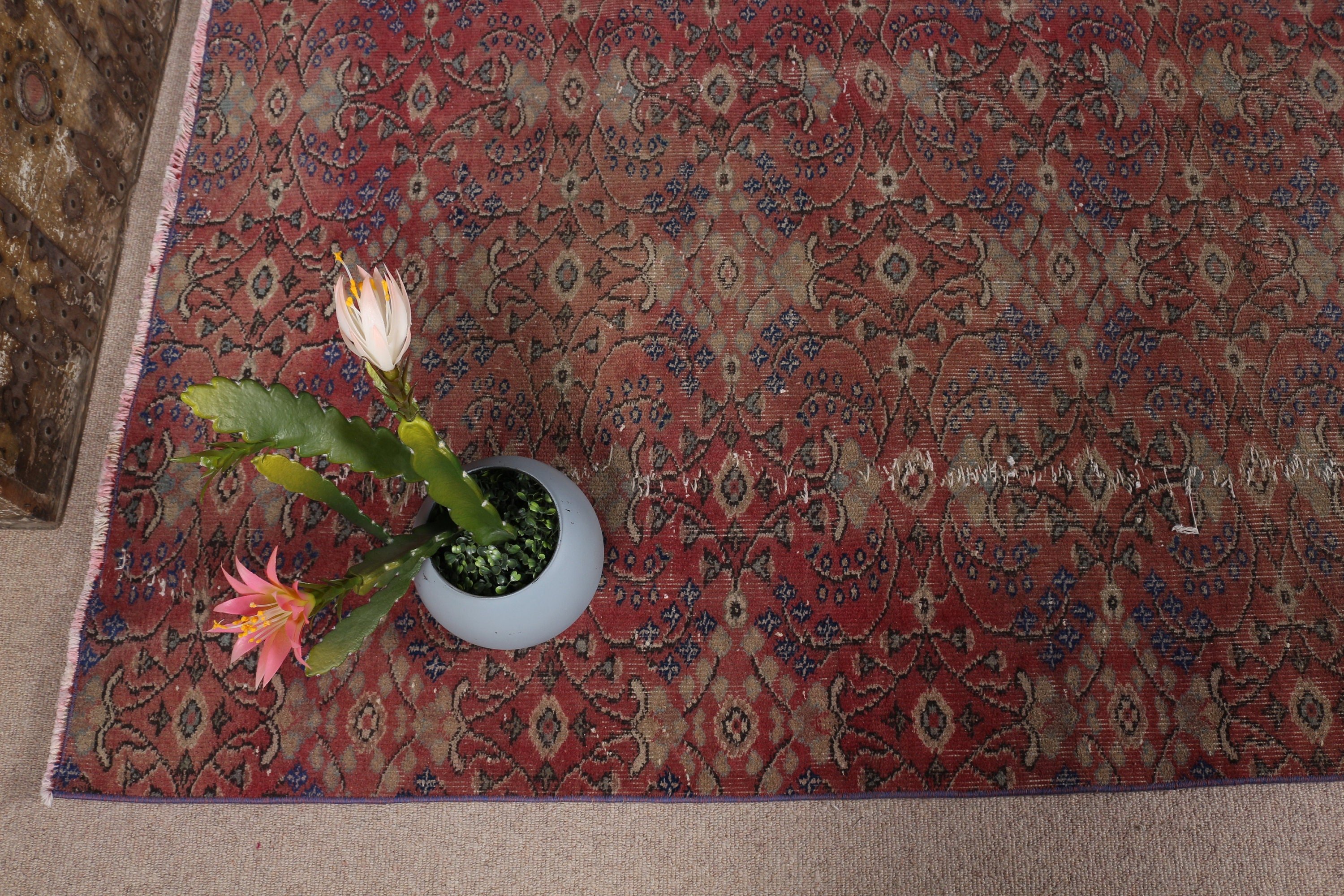 Red Oriental Rugs, 4.5x8.6 ft Area Rug, Vintage Rug, Kitchen Rug, Indoor Rugs, Rugs for Area, Nursery Rug, Turkish Rug, Bedroom Rug