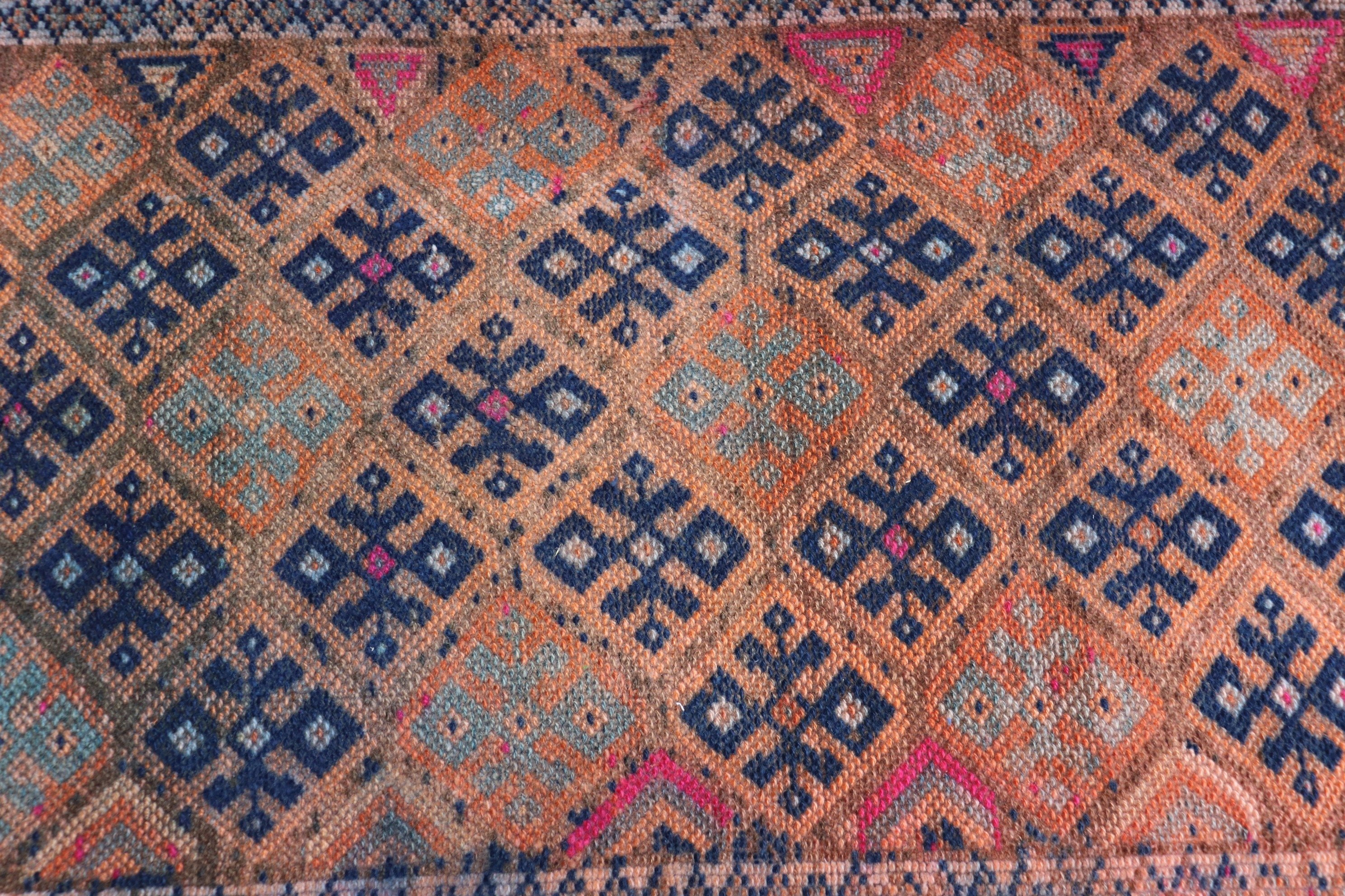 Orange Anatolian Rug, Anatolian Rug, Corridor Rugs, Vintage Rugs, Stair Rugs, Bedroom Rugs, 2.6x13.5 ft Runner Rugs, Old Rug, Turkish Rugs