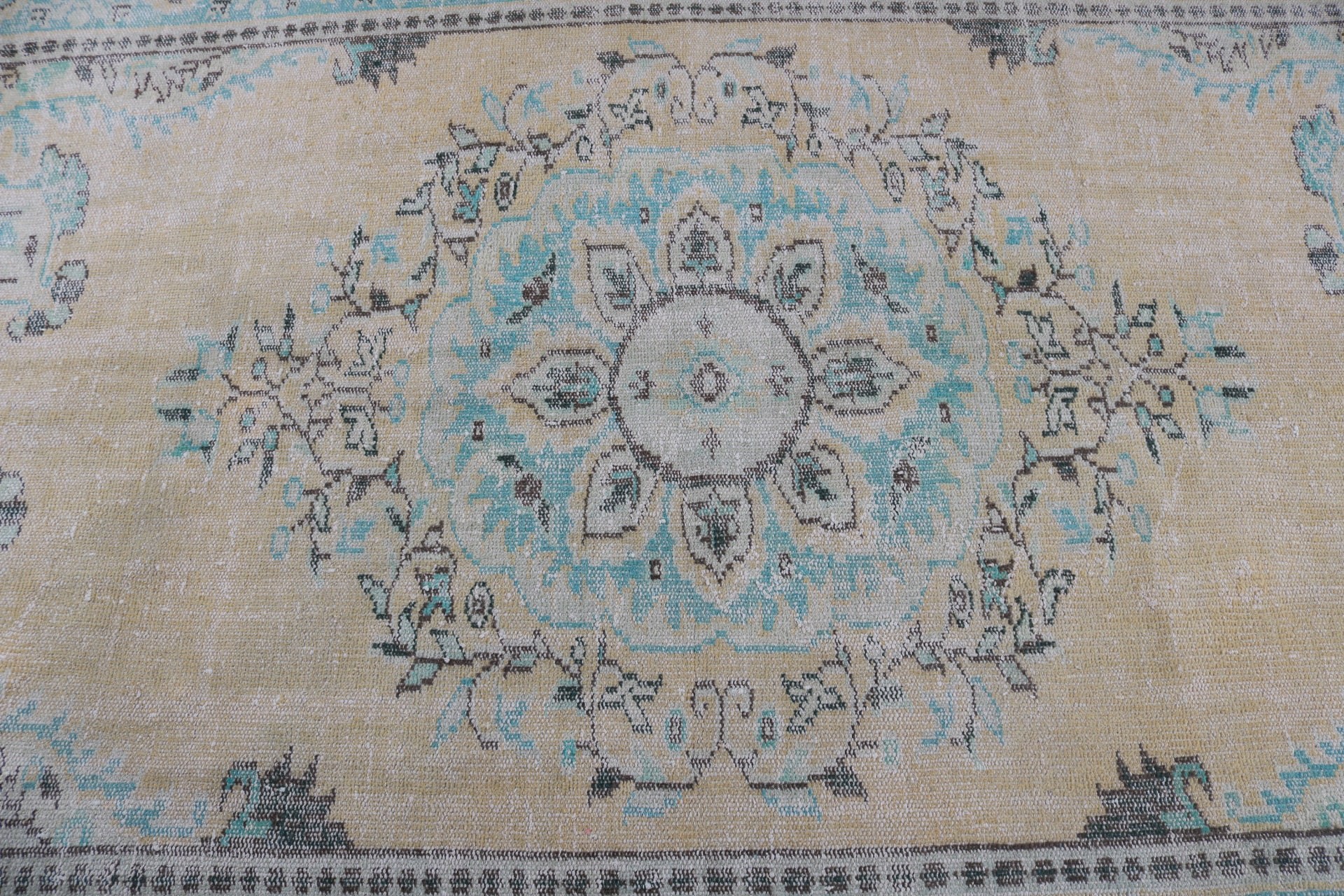 Sarı Açıklama Halıları, Türk Halıları, Vintage Halılar, Salon Halısı, Yemek Odası Halıları, Yün Halılar, Egzotik Halı, Modern Halı, 5,7x9,1 ft Büyük Halı