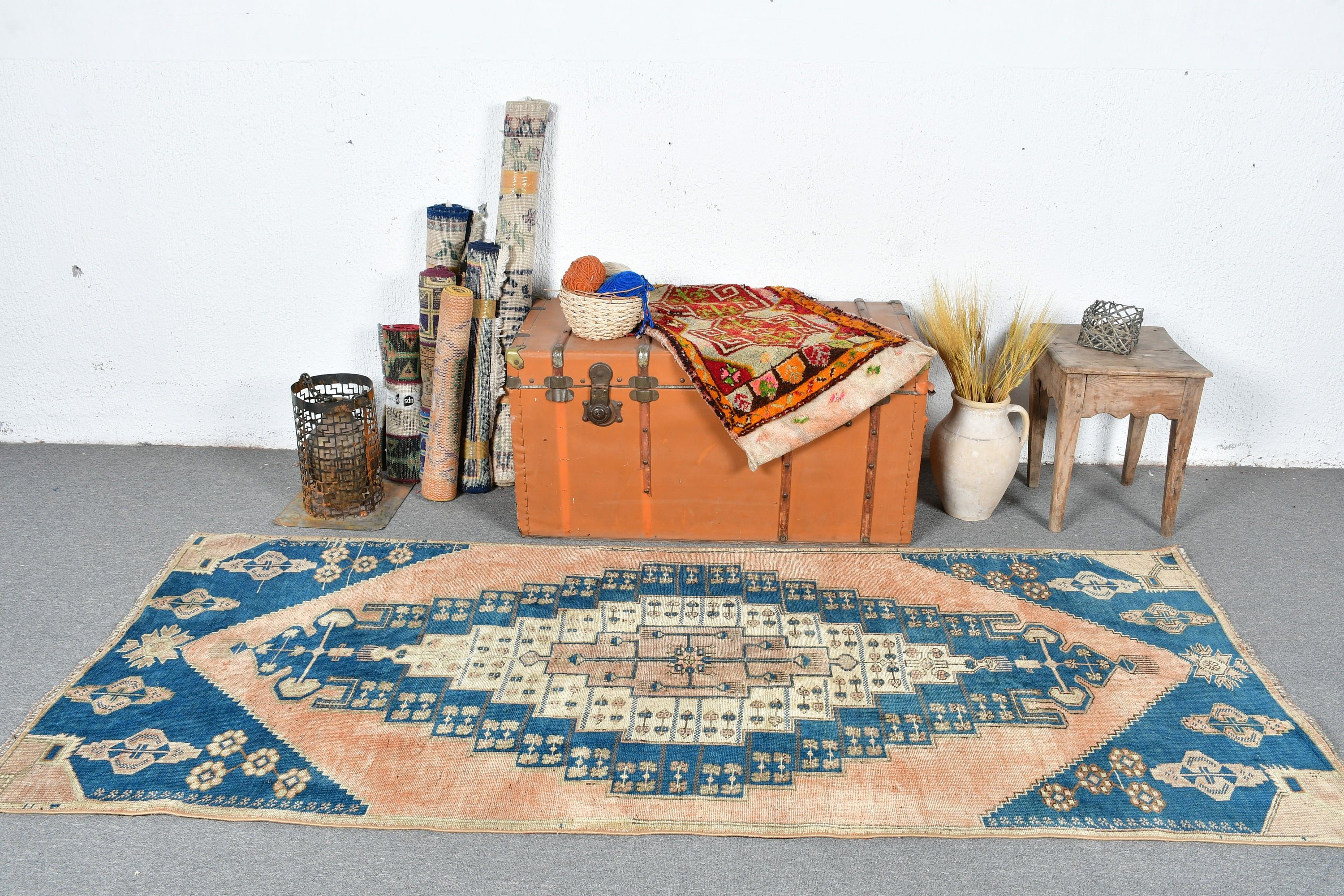 Dining Room Rug, Aesthetic Rug, Oushak Rug, Brown Kitchen Rug, Turkish Rugs, Rugs for Nursery, 3.3x8 ft Area Rug, Vintage Rug, Kitchen Rug