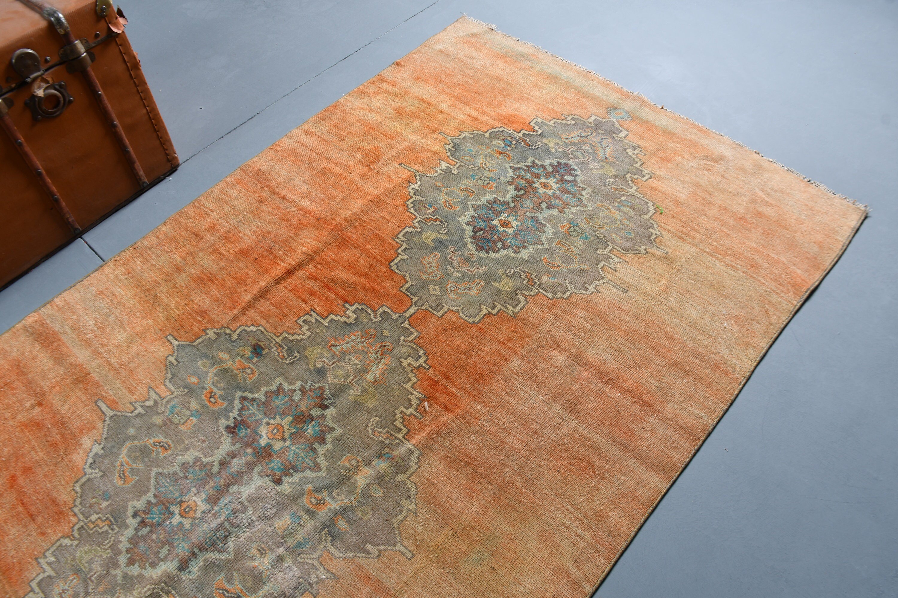 Living Room Rug, Turkish Rugs, Turkey Rug, Vintage Rugs, Oushak Rug, Rugs for Living Room, Colorful Rug, 4.3x10.4 ft Large Rugs, Salon Rugs