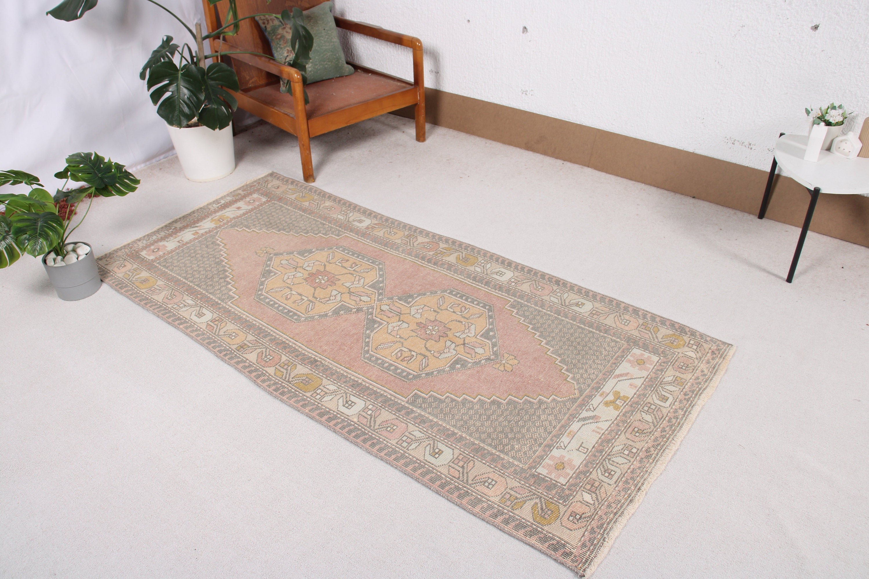 Türk Halıları, Aztek Halıları, 3,1x6,8 ft Aksan Halıları, Yün Halıları, Vintage Halı, Mavi Modern Halı, Giriş Halıları, Yatak Odası Halısı, Boho Halıları