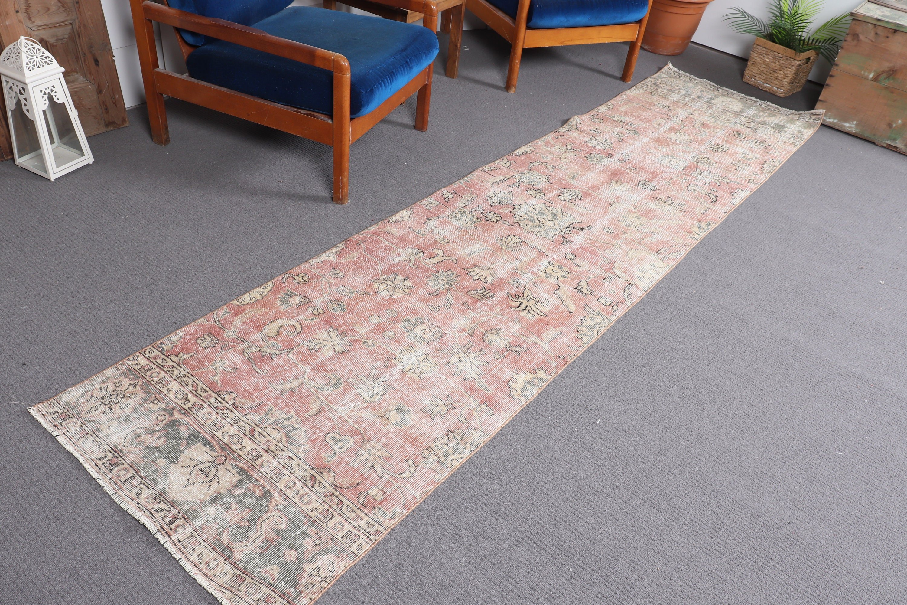 2.6x10.5 ft Runner Halı, Soğuk Halı, Türk Halıları, Fas Halısı, Kırmızı Anadolu Halısı, Mutfak Halıları, Vintage Halı, Mutfak Halıları, Merdiven Halıları