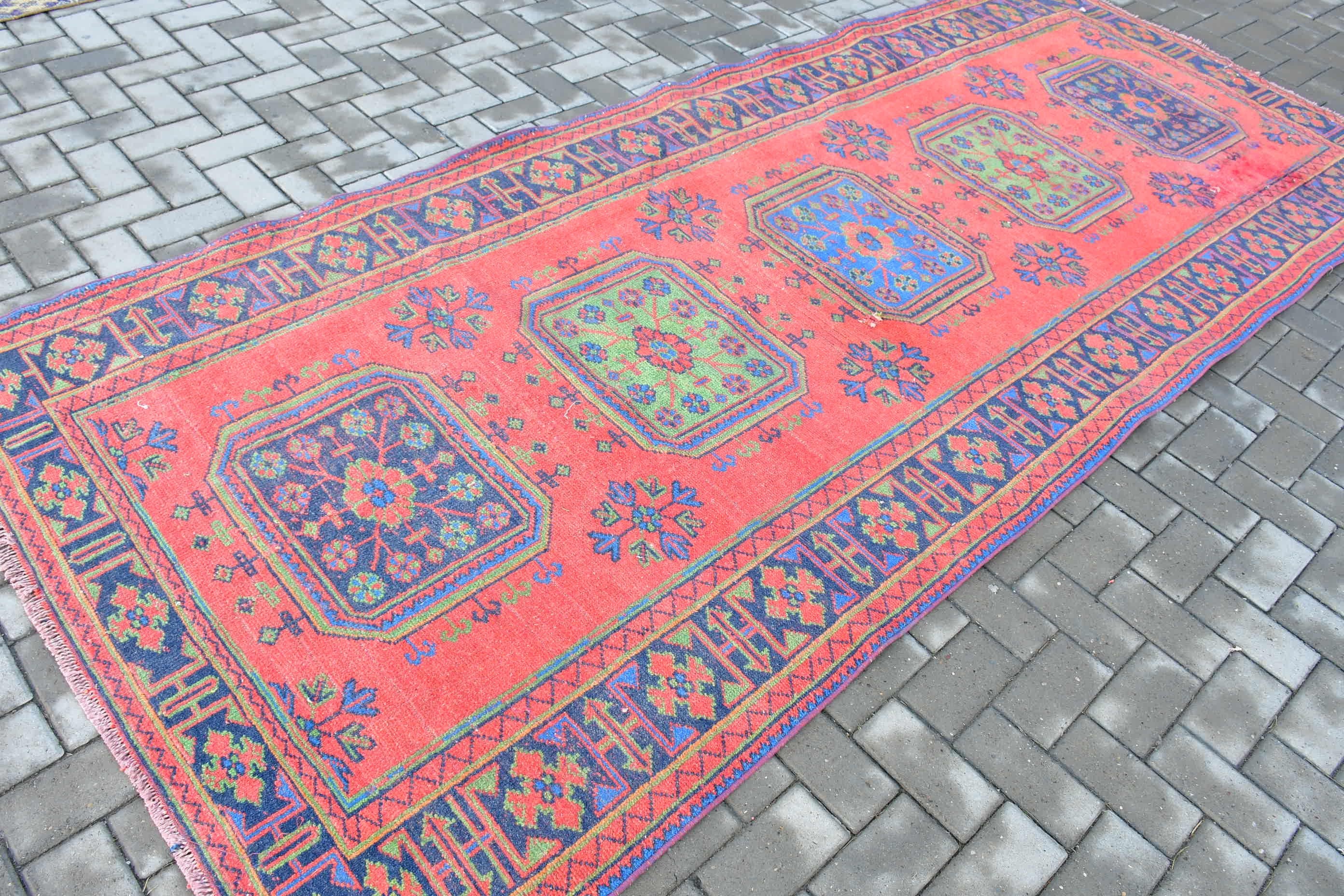 Turkish Rug, Salon Rugs, Floor Rugs, Dining Room Rugs, Vintage Rug, Red Bedroom Rugs, 4.7x11.2 ft Large Rug, Wool Rug, Aztec Rug, Cute Rug