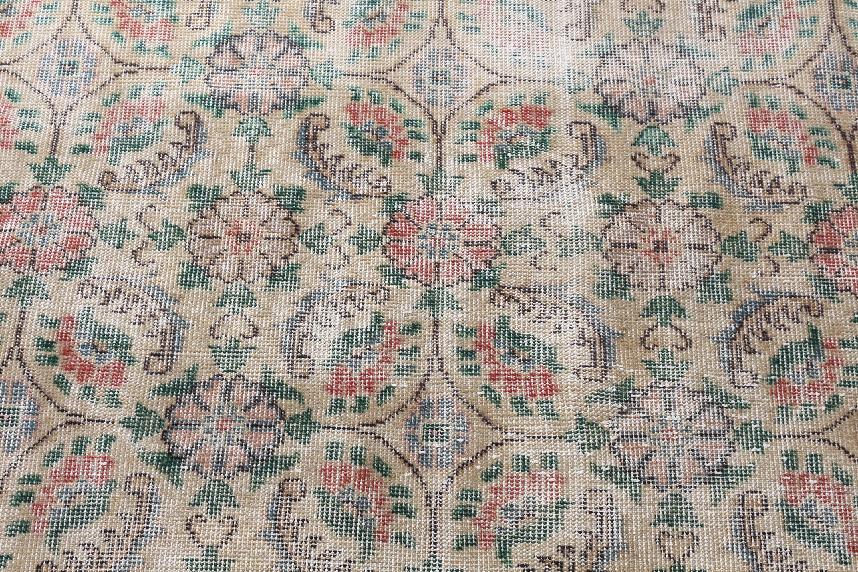 Kahverengi Ev Dekor Halısı, Sanat Halıları, Yemek Odası Halısı, Vintage Halı, Türk Halısı, Oturma Odası Halısı, 4.9x4.9 ft Alan Halısı, Mutfak Halıları, Oushak Halısı