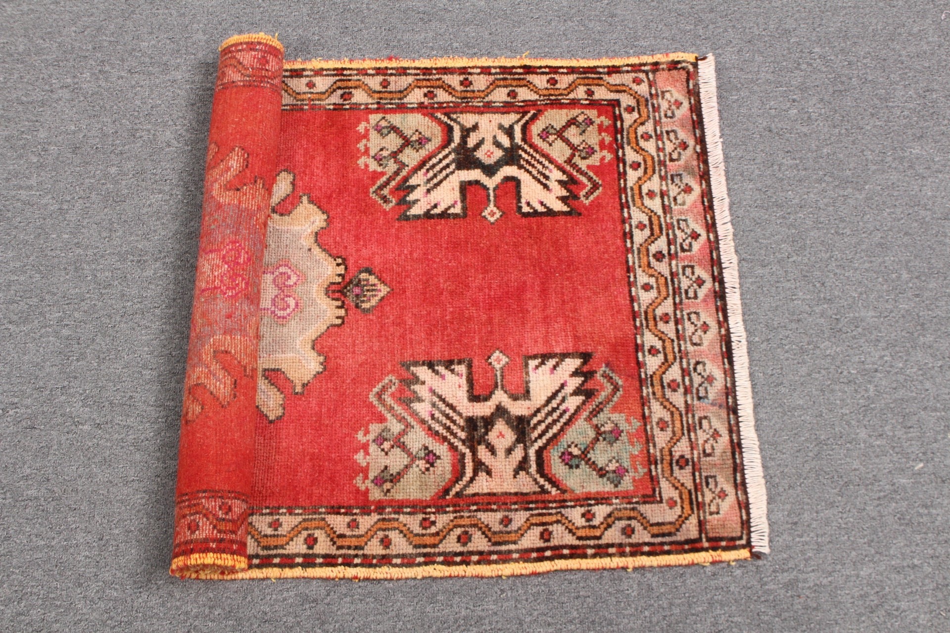 Entry Rugs, Turkish Rugs, Rugs for Bathroom, Vintage Rug, Pastel Rug, Red  1.8x3.4 ft Small Rug, Bedroom Rug