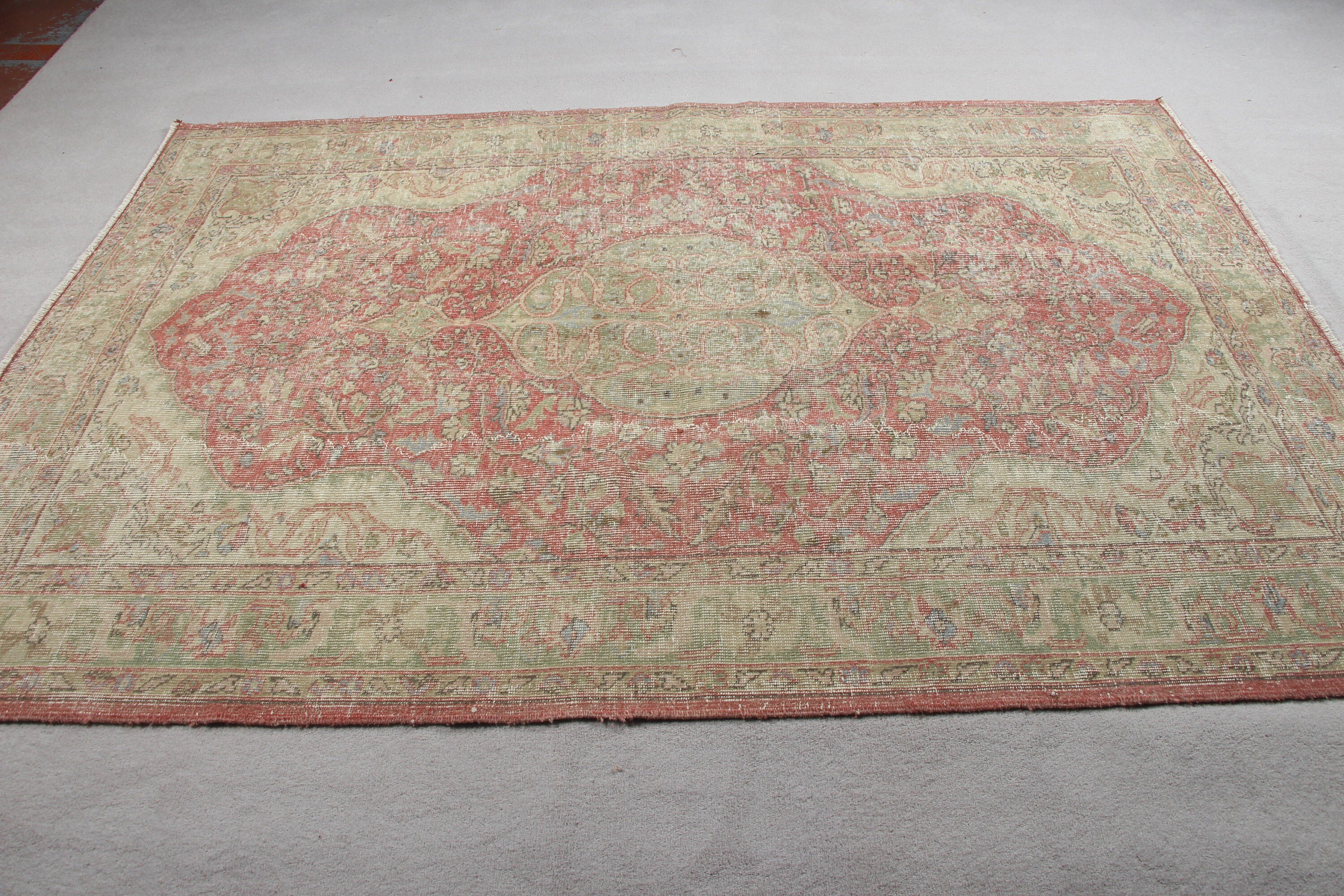 Türk Halısı, Oturma Odası Halısı, Pembe Mutfak Halısı, Mutfak Halıları, 5.4x7.9 ft Büyük Halı, El Yapımı Halı, Vintage Halılar, Salon Halıları, Ev Dekor Halıları