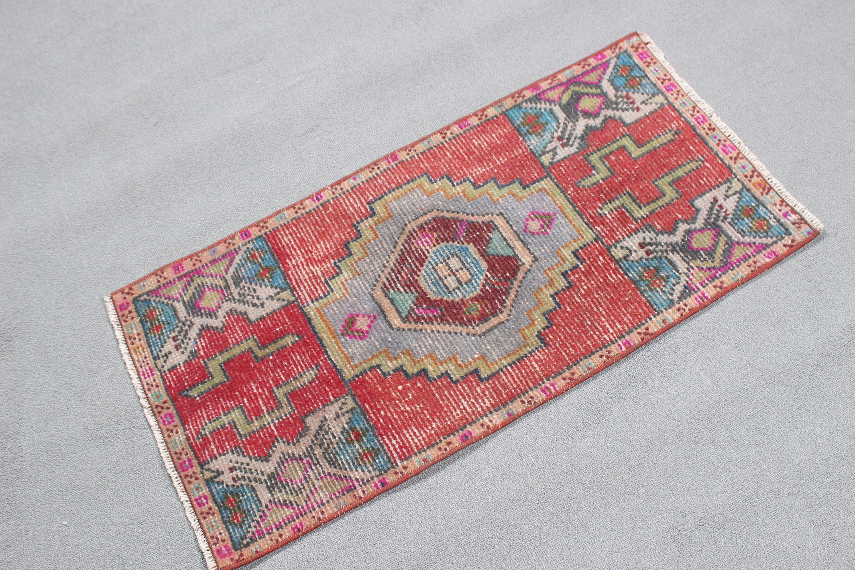 Red Anatolian Rugs, Luxury Rug, Vintage Rugs, Entry Rugs, Bathroom Rugs, Turkish Rug, Cool Rugs, Rugs for Entry, 1.4x3.1 ft Small Rug