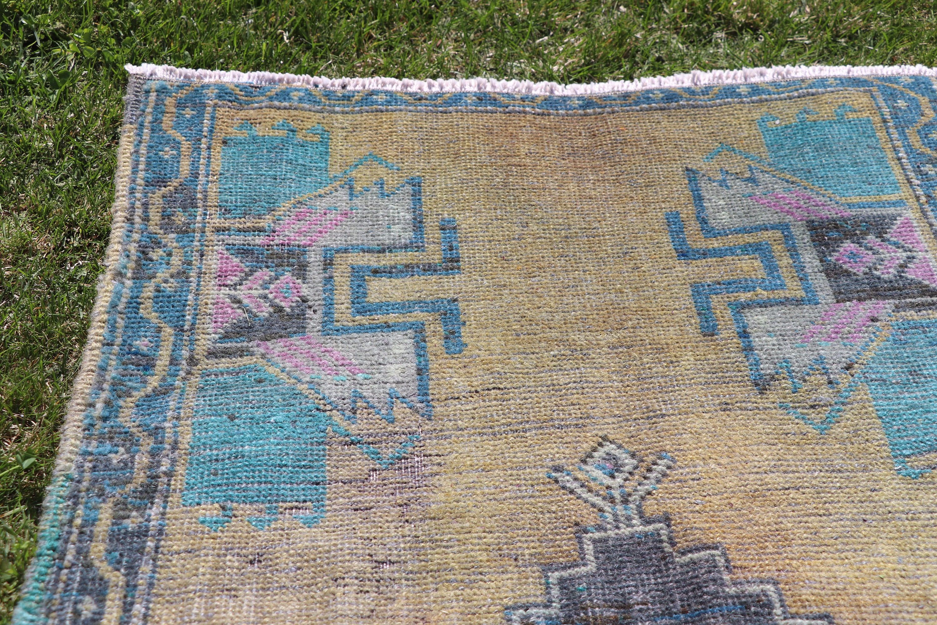 Door Mat Rugs, Yellow Oushak Rug, Turkish Rugs, Vintage Rug, Wall Hanging Rug, Statement Rug, 1.9x3.6 ft Small Rug, Home Decor Rugs