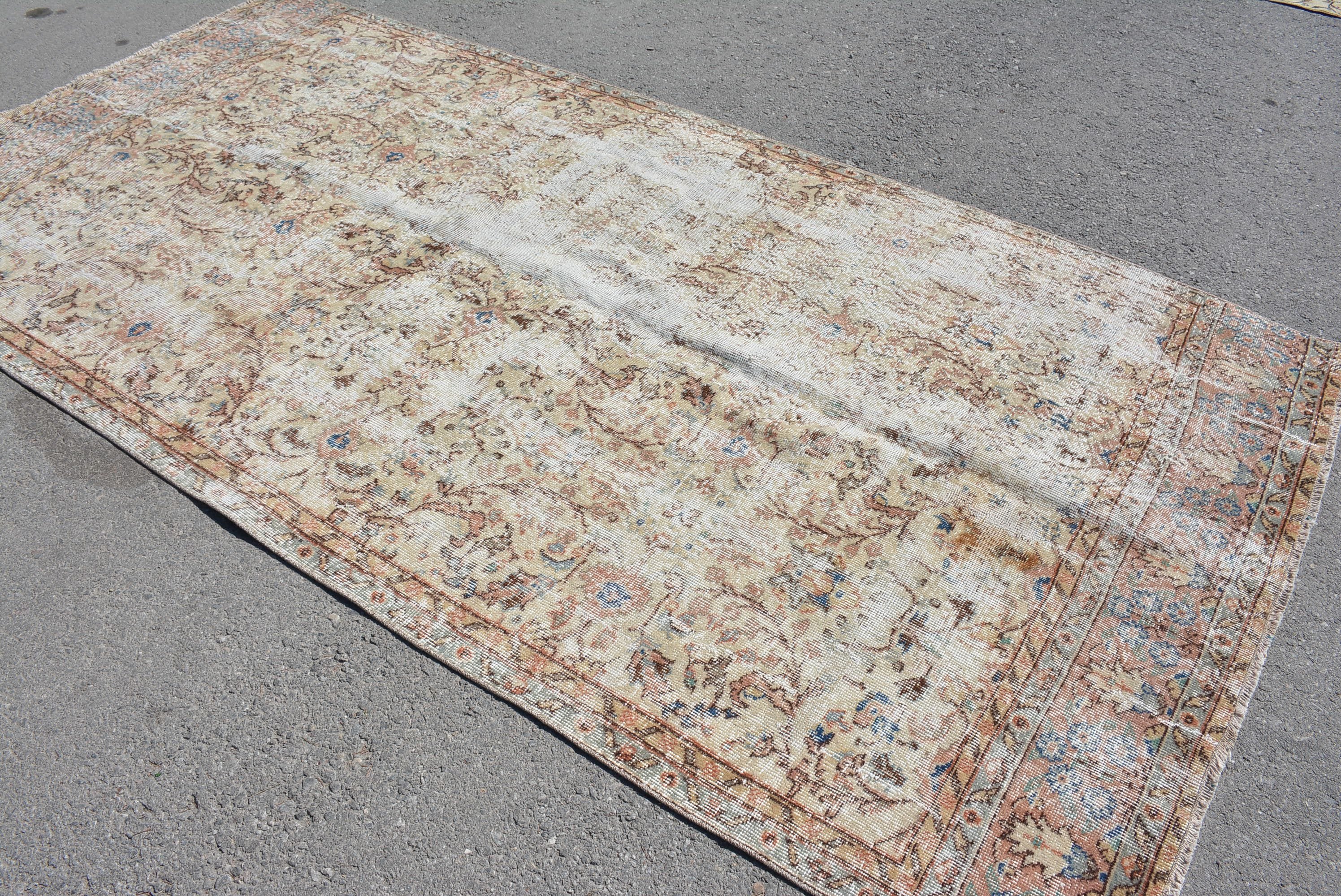 Living Room Rug, Pale Rug, Turkish Rug, Salon Rug, 5.1x10 ft Large Rug, Vintage Rug, Bedroom Rug, Rugs for Living Room, Oriental Rug
