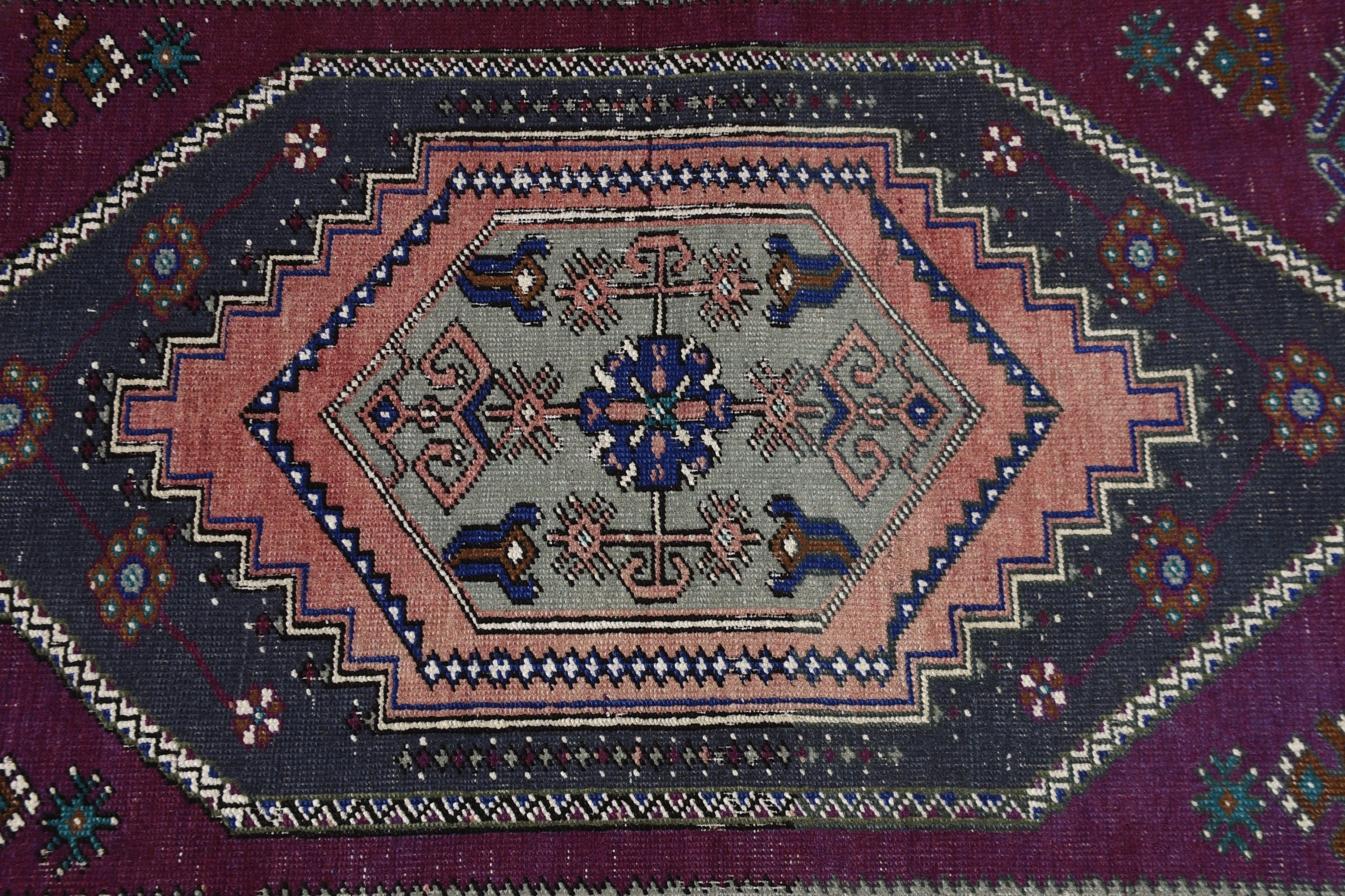 Mutfak Halıları, Havalı Halı, Koşucu Halıları, Vintage Halı, Oushak Halıları, Türk Halıları, 2,2x5,8 ft Runner Halısı, Mor Ev Dekorasyonu Halısı, Koridor Halısı