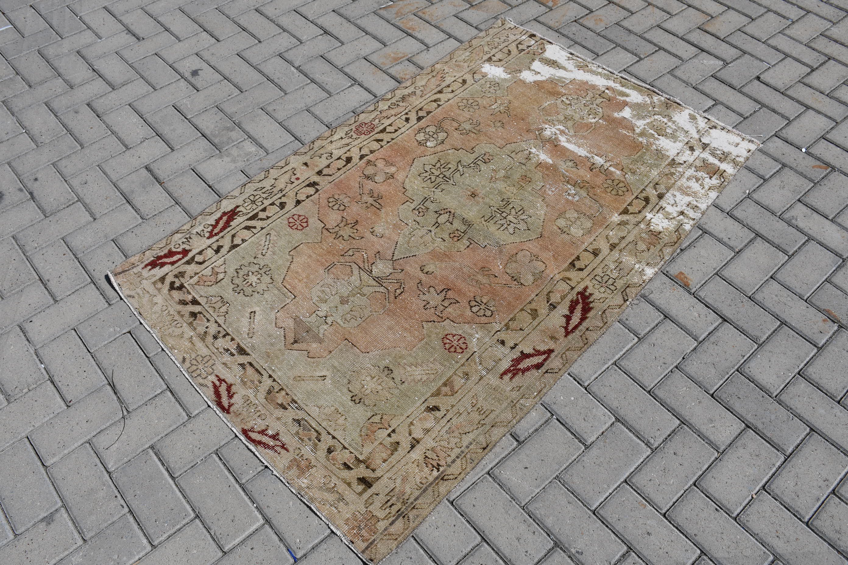 3.4x5.4 ft Accent Rug, Beige Kitchen Rug, Rugs for Bedroom, Home Decor Rugs, Kitchen Rug, Entry Rug, Turkish Rug, Vintage Rug, Nursery Rug