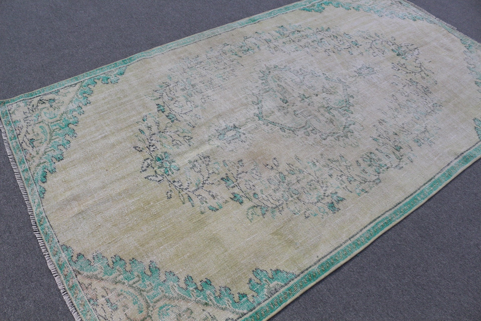 Bedroom Rug, Green Wool Rug, Kitchen Rugs, Turkish Rugs, 4.7x8.4 ft Area Rug, Floor Rug, Vintage Rugs, Rugs for Dining Room