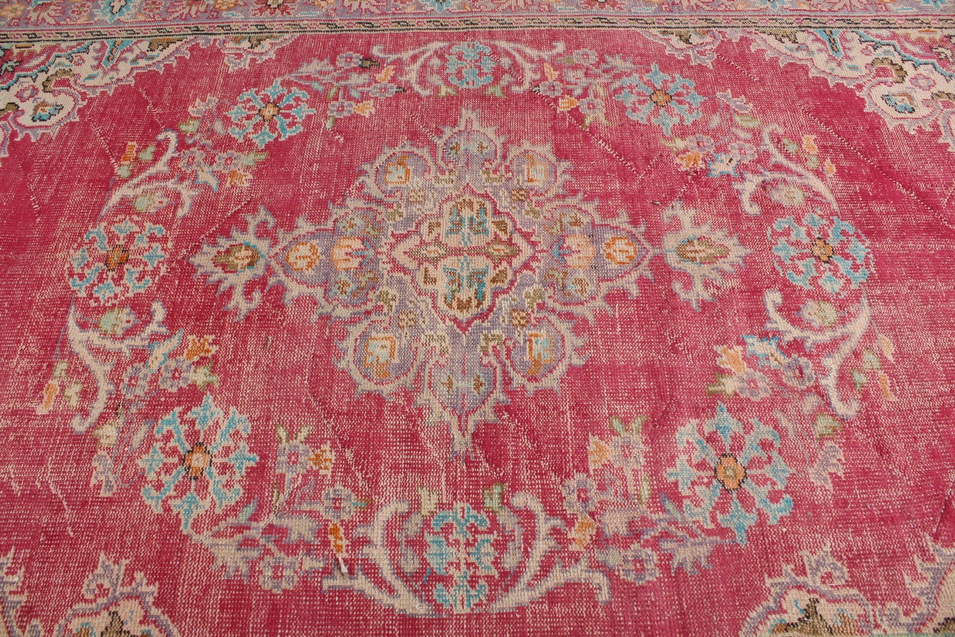 Yatak Odası Halısı, Oturma Odası Halısı, Vintage Halılar, Vintage Dekor Halısı, 6.8x9.9 ft Büyük Halı, Salon Halıları, Türk Halıları, Yer Halısı, Pembe Soğuk Halı