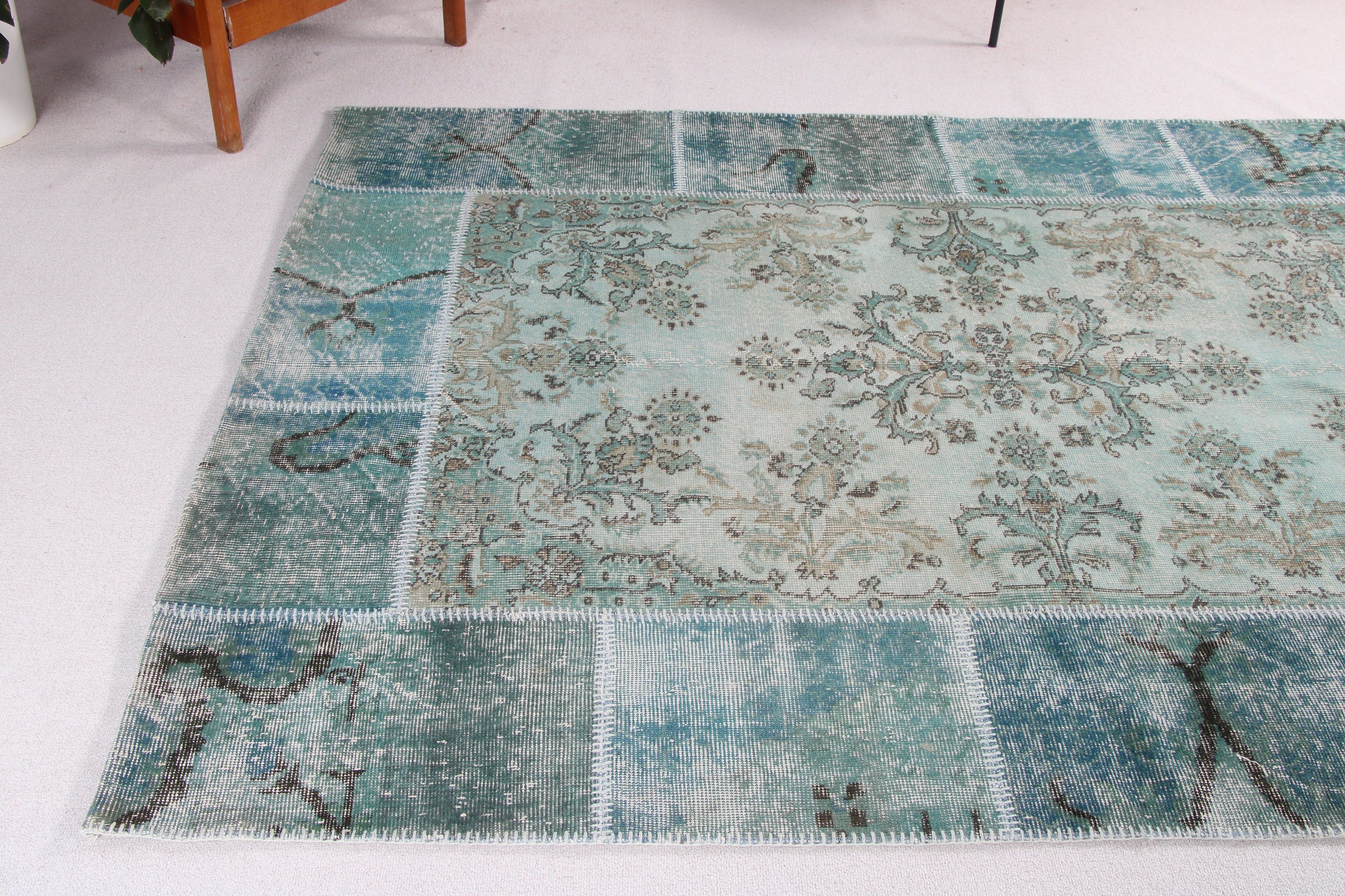 Large Vintage Rug, 5.8x7.7 ft Large Rugs, Large Oushak Rug, Vintage Rug, Handwoven Rug, Turkish Rug, Blue Boho Rug, Bedroom Rug, Luxury Rug