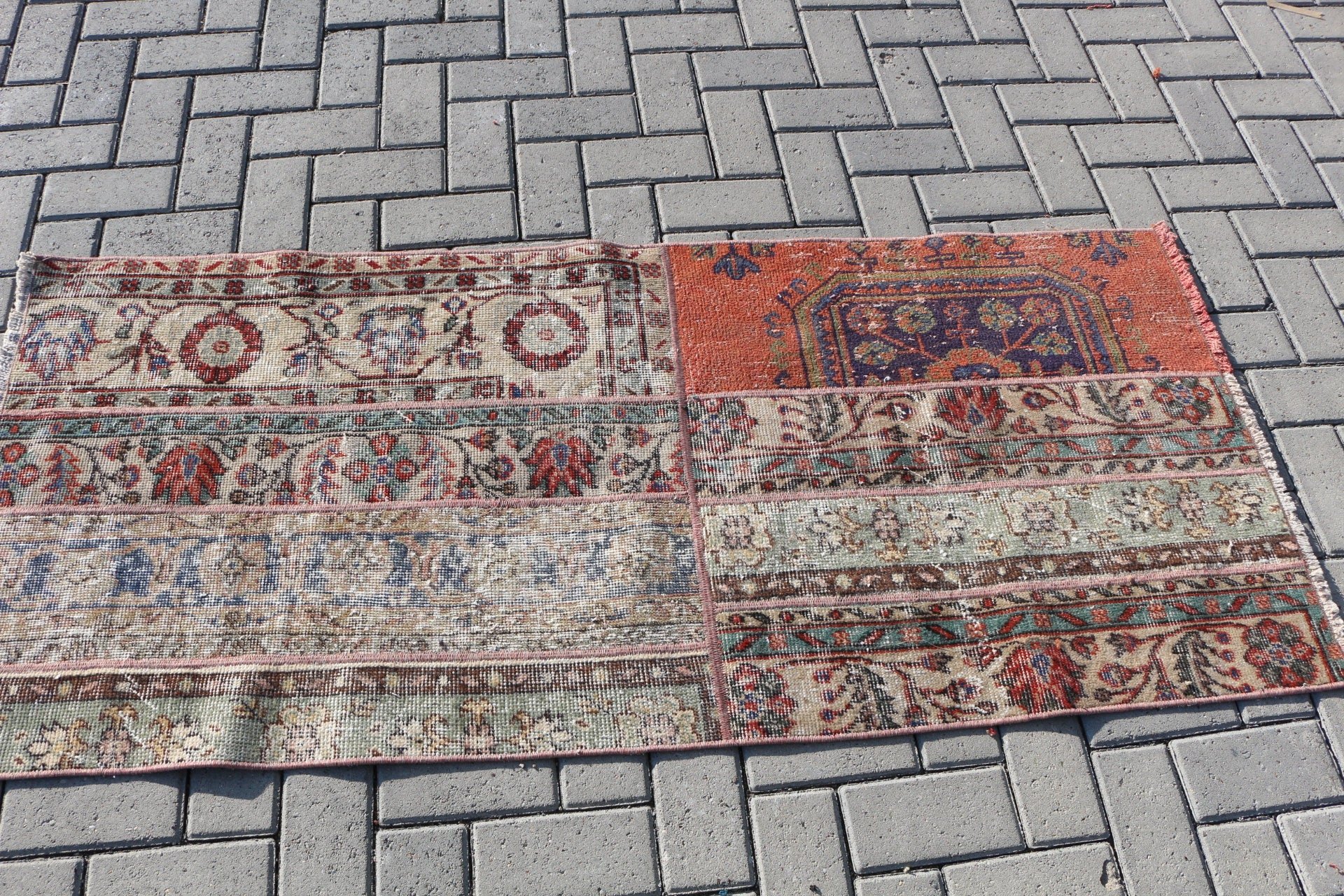 Antique Rugs, Turkish Rug, 2.5x5.5 ft Small Rug, Entry Rugs, Orange Home Decor Rugs, Aztec Rug, Bedroom Rug, Door Mat Rug, Vintage Rugs