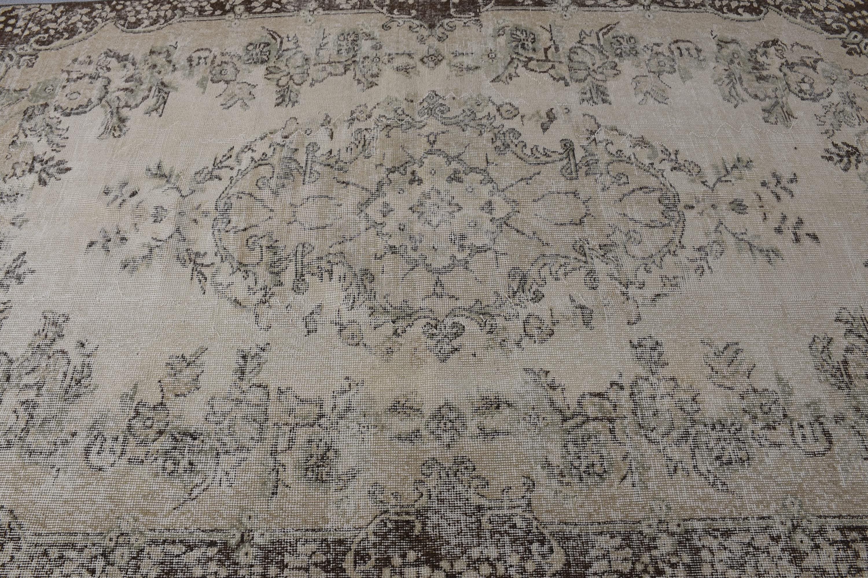 Vintage Dekor Halı, Yer Halısı, Salon Halıları, Bej Antika Halılar, Boho Halısı, Türk Halıları, Büyük Vintage Halı, Vintage Halı, 5x8,7 ft Büyük Halılar