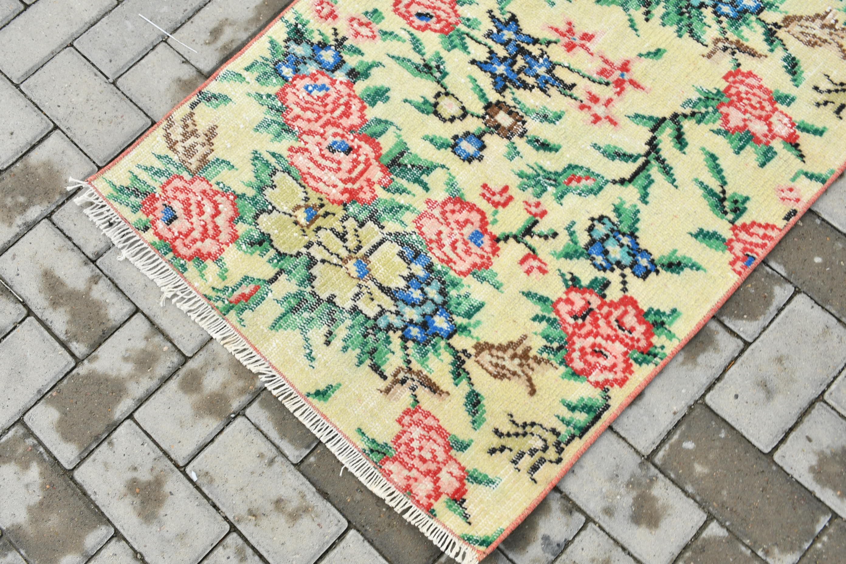 Natural Rugs, Car Mat Rug, 2.5x3.8 ft Small Rug, Green Moroccan Rugs, Kitchen Rug, Turkish Rug, Vintage Rug, Home Decor Rug, Bedroom Rug