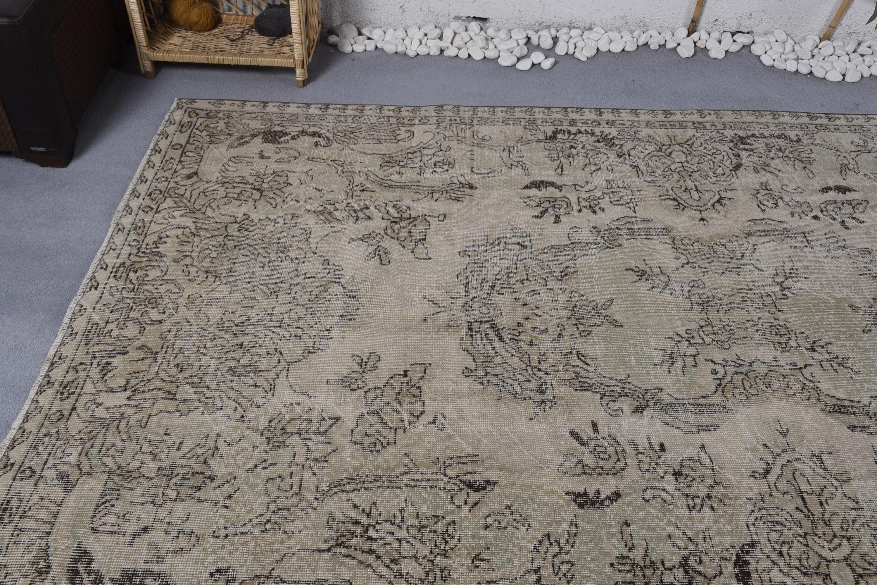 Vintage Halı, Yeşil Oushak Halı, 5.6x9.3 ft Büyük Halılar, Antika Halılar, Türk Halısı, Büyük Vintage Halılar, Organik Halı, Salon Halısı