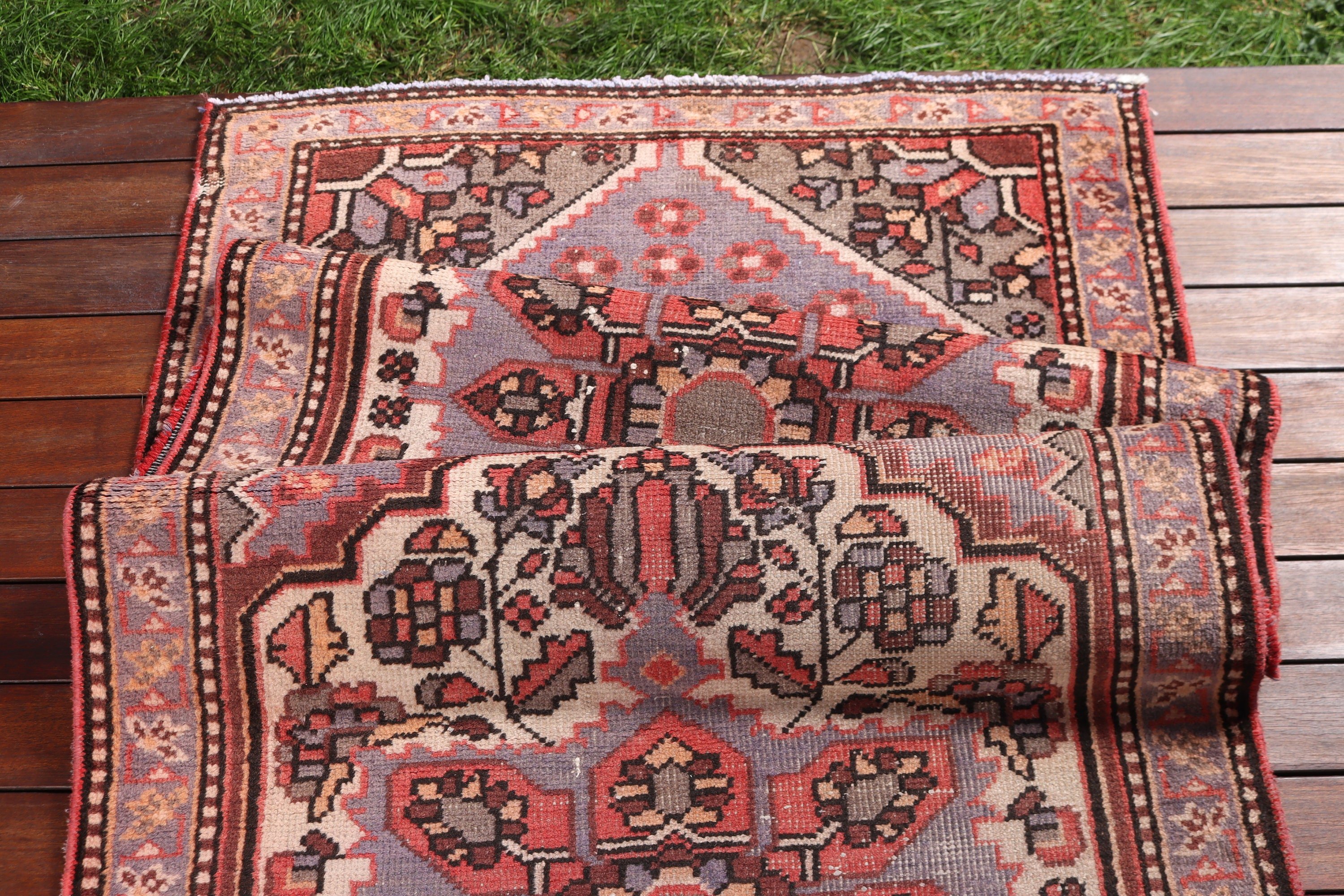 Koşucu Halıları, Mor Mutfak Halısı, Türk Halıları, 3,1x9,8 ft Koşucu Halısı, Uzun Yolluk Halıları, Yatak Odası Halıları, Vintage Halılar, Havalı Halı, Aztek Halısı