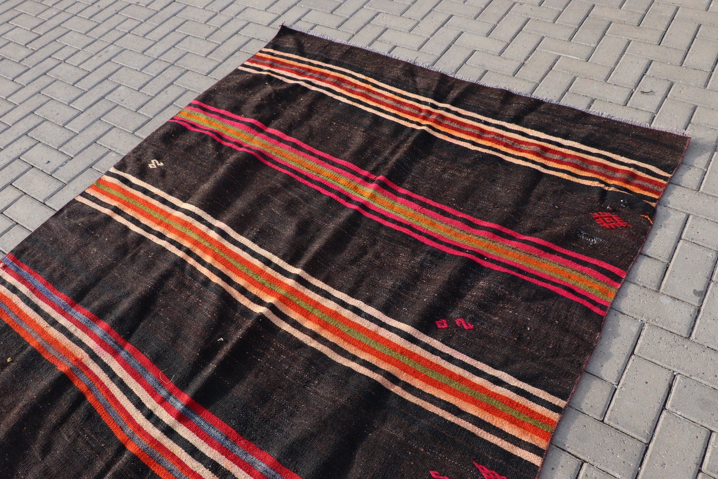 Oturma Odası Halıları, Kilim, Oushak Halısı, Vintage Halı, Salon Halısı, Türk Halısı, Siyah Yatak Odası Halıları, 5.2x12.4 ft Büyük Halılar, Fas Halıları