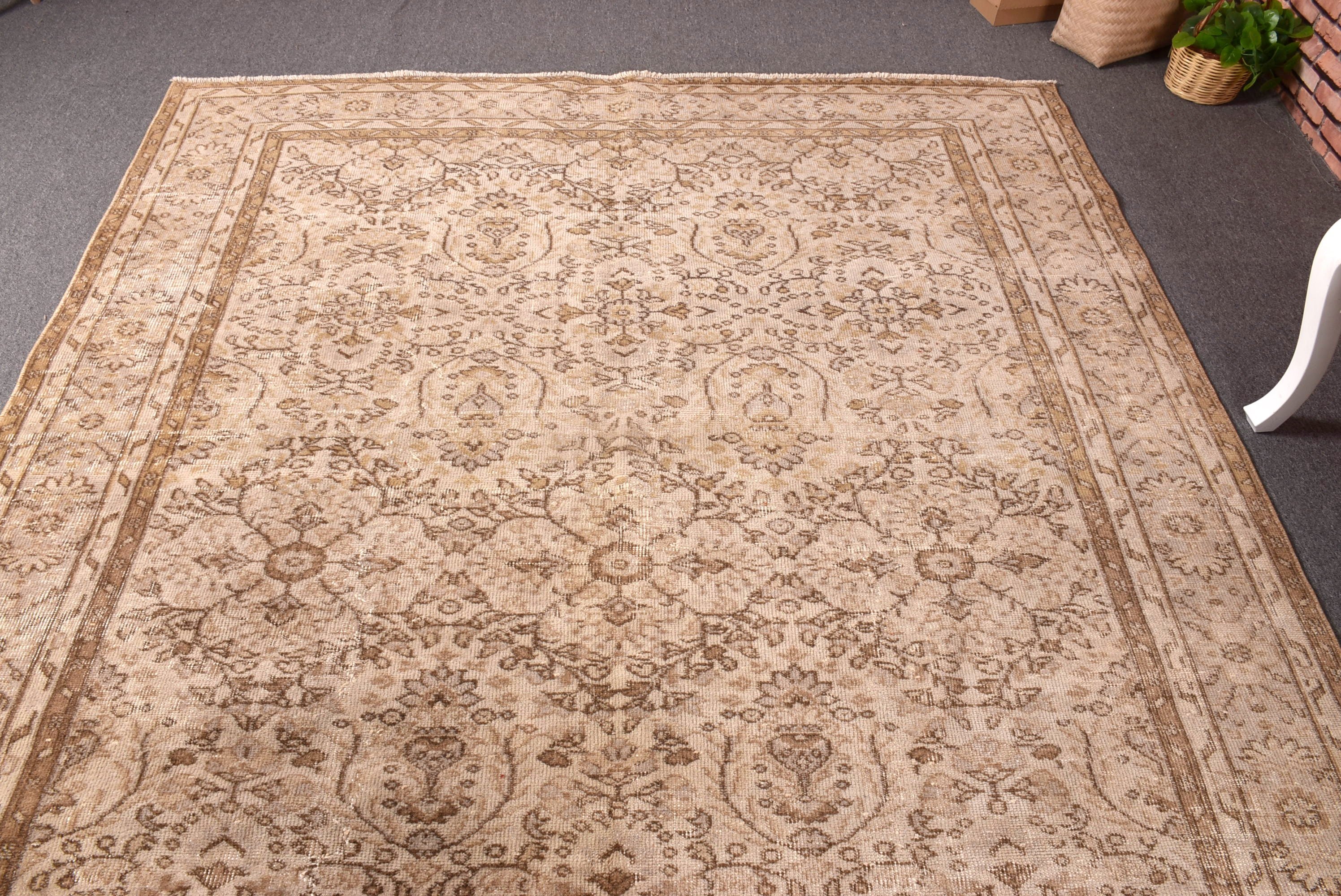 Oturma Odası Halısı, Yer Halıları, 6,5x9,5 ft Büyük Halılar, Bej Soğuk Halı, Yemek Odası Halıları, Salon Halısı, Türk Halısı, Vintage Halılar, Lüks Halı