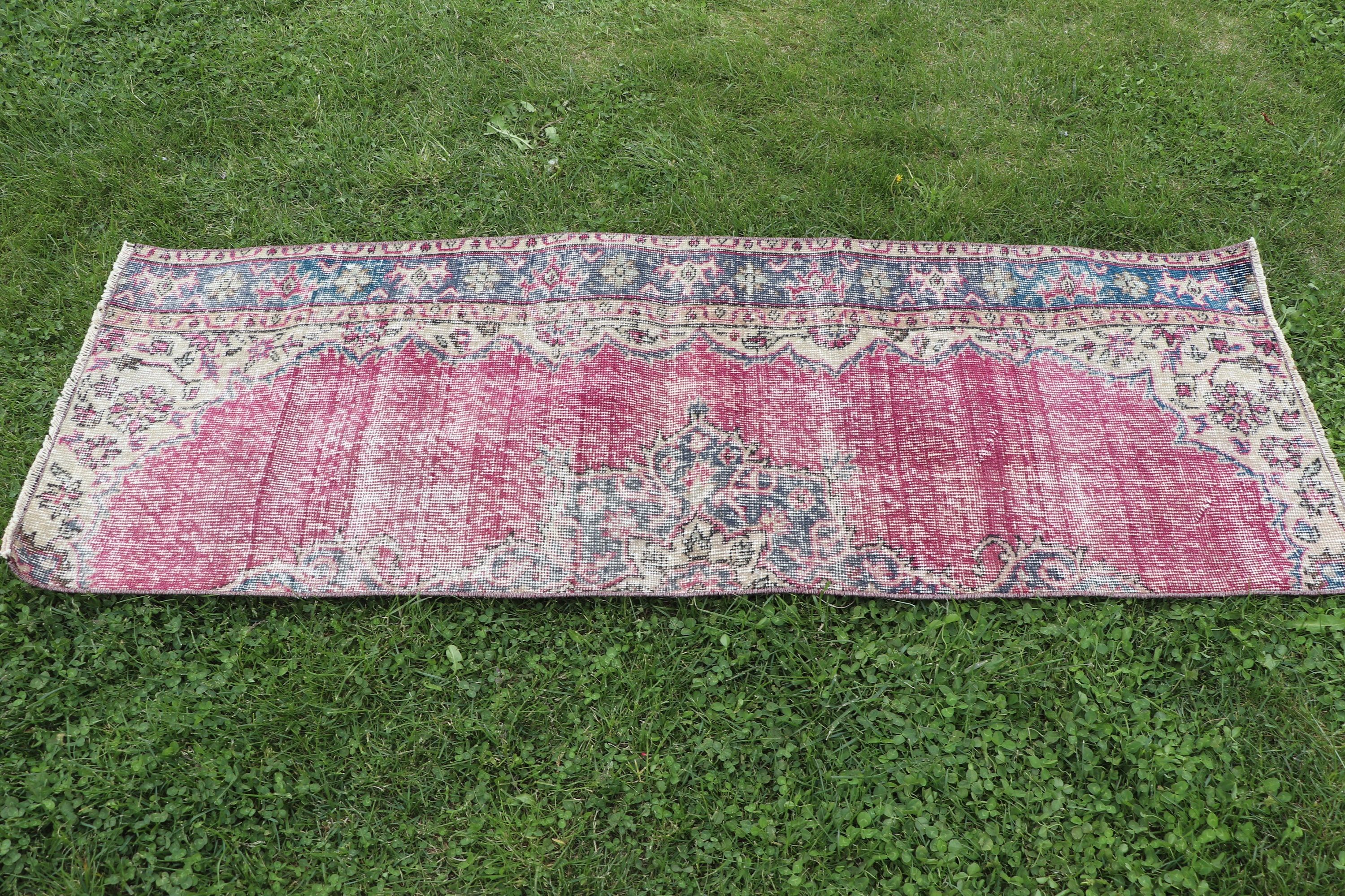 Turkish Rug, 1.9x5.4 ft Runner Rugs, Vintage Rugs, Rugs for Kitchen, Pink Boho Rugs, Wool Rugs, Beni Ourain Runner Rugs, Moroccan Rugs