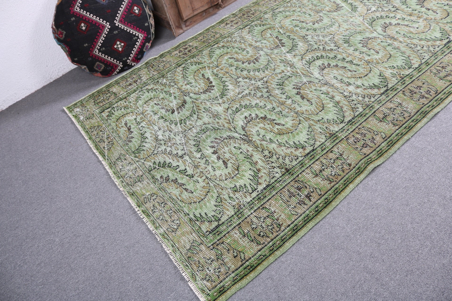 Oturma Odası Halıları, 5.5x8.8 ft Büyük Halı, Estetik Halılar, Oryantal Halı, Vintage Halı, Mutfak Halıları, Türk Halıları, Yeşil Boho Halıları, Yatak Odası Halısı