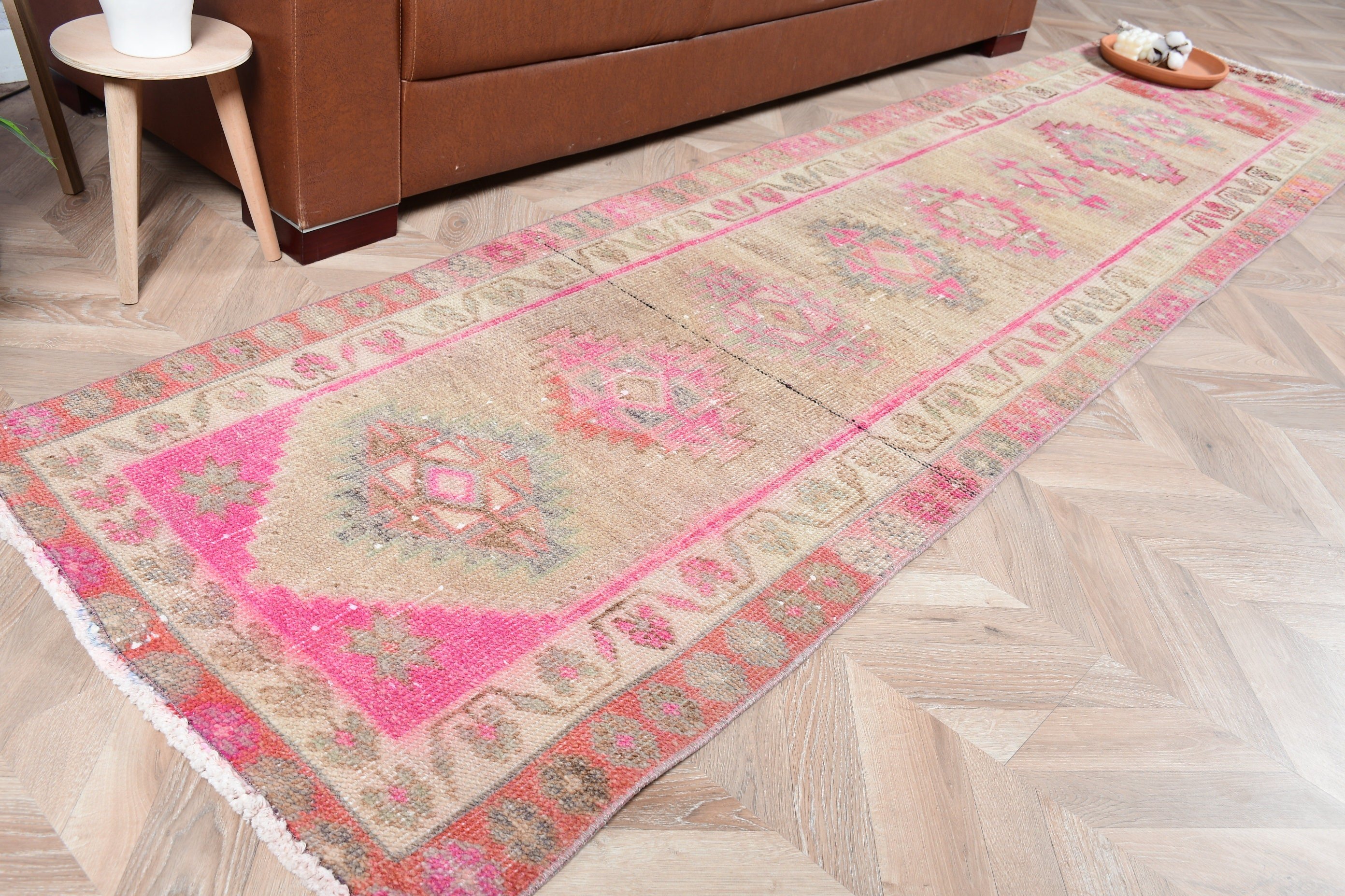 Koridor Halıları, Vintage Halı, Soğuk Halı, Mutfak Halısı, Türk Halısı, Yün Halısı, Yeşil Yün Halısı, 2.4x9.5 ft Runner Halısı, El Yapımı Yün Halısı