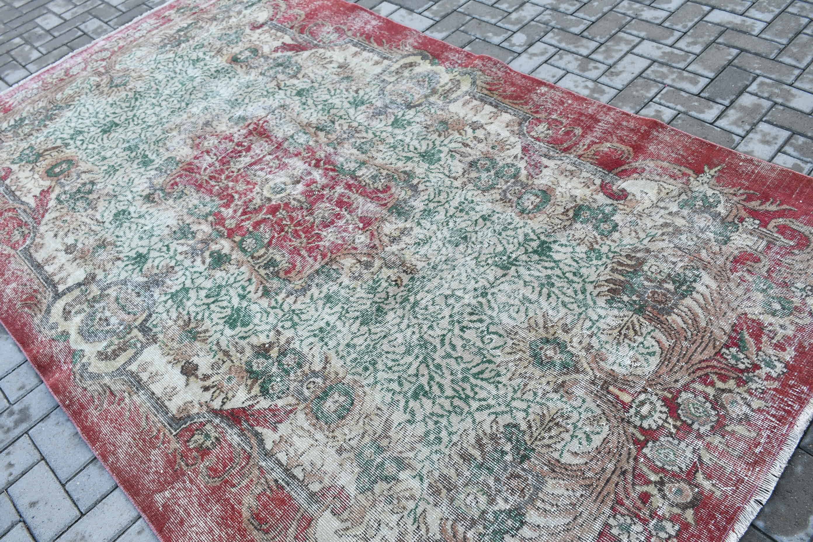 Rugs for Bedroom, Moroccan Rug, Turkish Rug, Pale Rug, Bedroom Rugs, Vintage Rug, Dining Room Rugs, 5.7x9.6 ft Large Rugs, Green Wool Rug