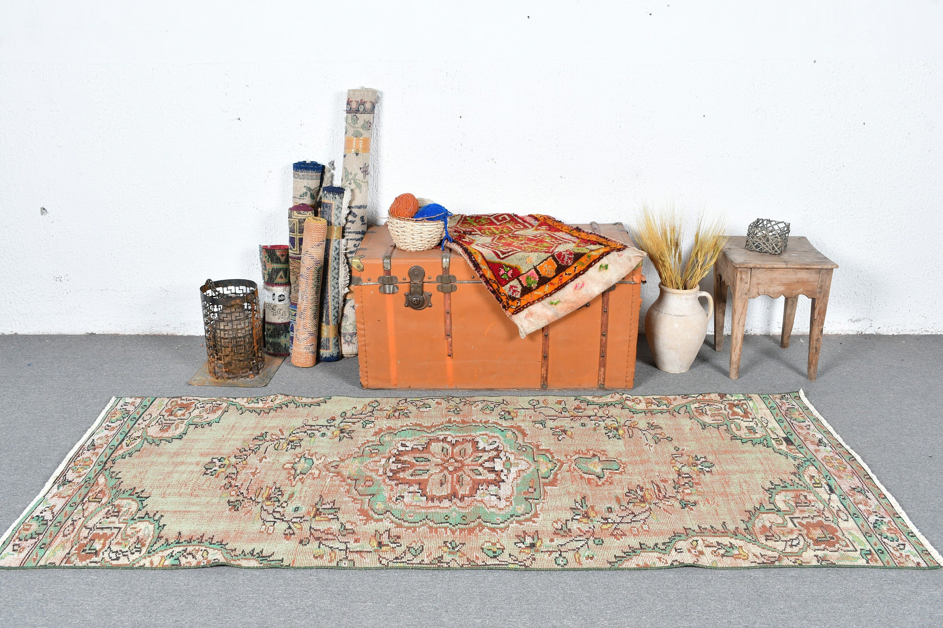 Oriental Rugs, Rugs for Kitchen, Turkish Rug, Living Room Rug, Green  3.2x7.9 ft Area Rug, Kitchen Rug, Cute Rugs, Vintage Rug
