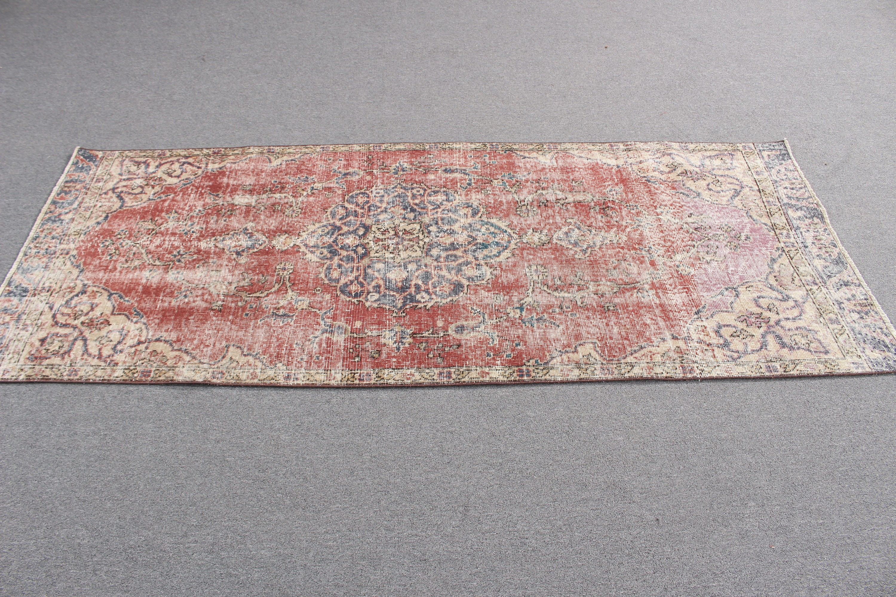 Vintage Vurgulu Halılar, Türk Halısı, Kırmızı Geometrik Halılar, Mutfak Halısı, Vintage Halılar, Boho Vurgulu Halı, 2.8x6.8 ft Vurgulu Halılar, Fas Halısı