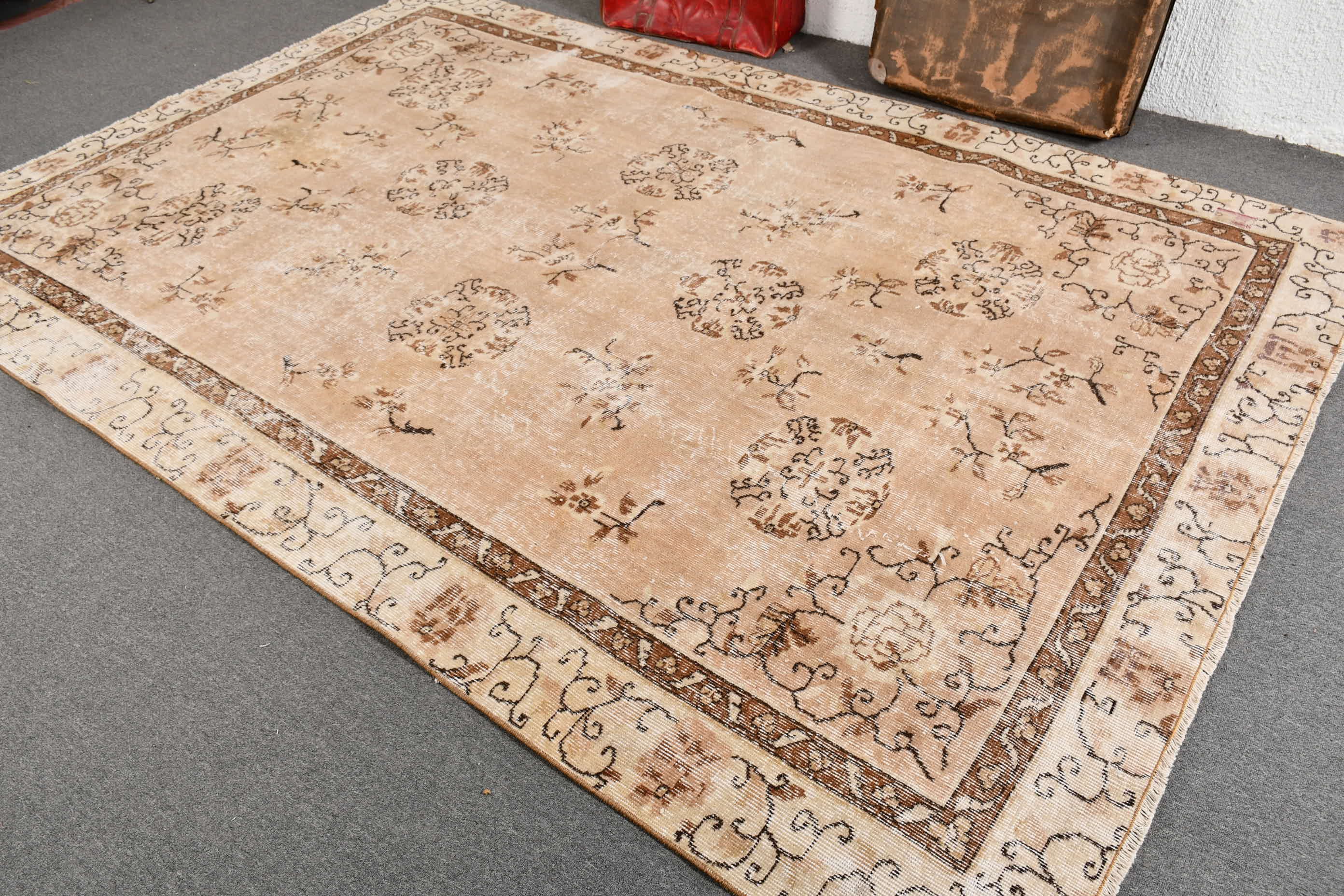 Salon Halıları, Fas Halısı, Bej Mutfak Halısı, Antika Halılar, Hindi Halısı, Vintage Halılar, 6.8x10.1 ft Büyük Halı, Oturma Odası Halısı, Türk Halıları