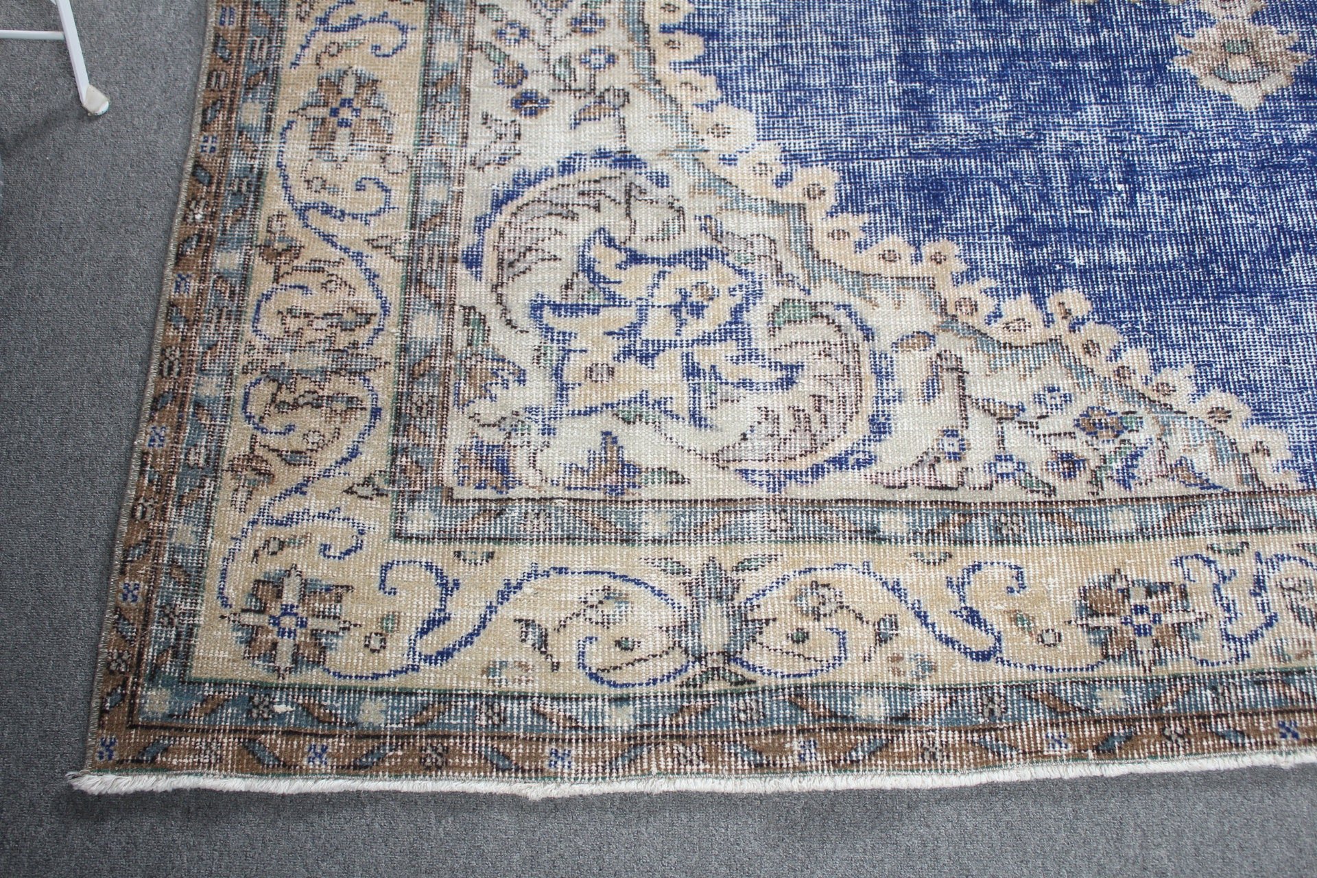 Oushak Halıları, 6.8x10 ft Büyük Halı, Yer Halıları, Yatak Odası Halıları, Türk Halısı, Mavi Oryantal Halı, Salon Halıları, Vintage Halılar, Yemek Odası Halısı