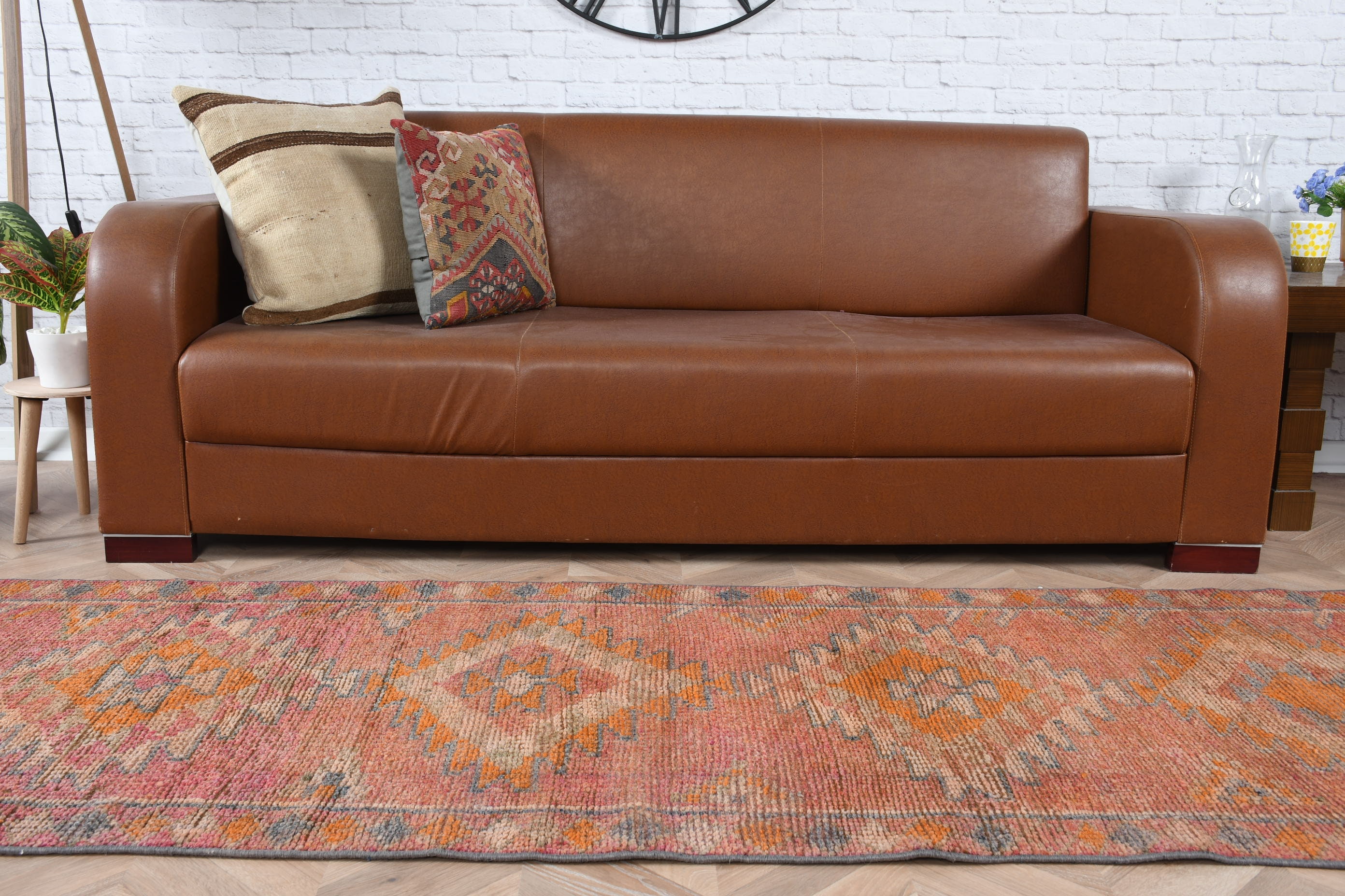 Pink  2.7x11.8 ft Runner Rug, Muted Rug, Stair Rugs, Turkish Rug, Corridor Rug, Vintage Rugs, Home Decor Rugs