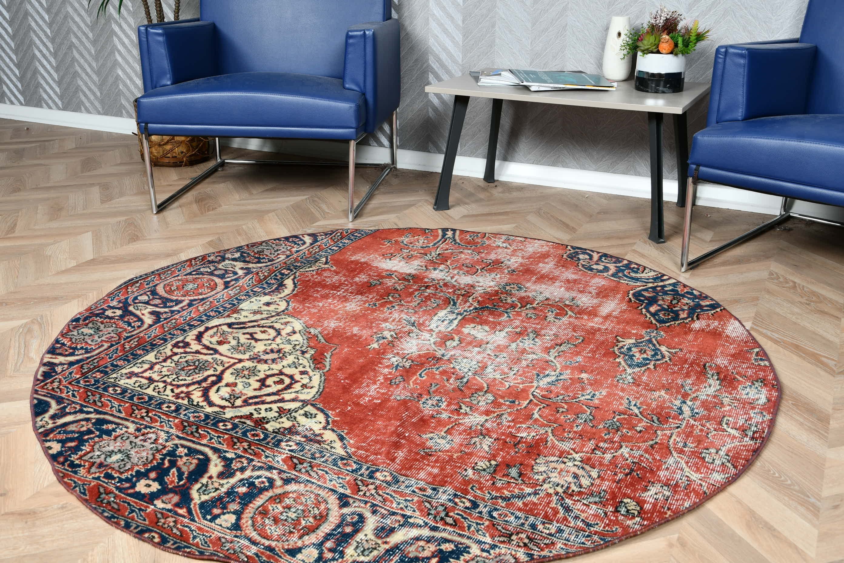 Red Moroccan Rugs, Turkish Rugs, Rugs for Dining Room, Vintage Rugs, Bedroom Rug, Floor Rug, Moroccan Rug, Nomadic Rug, 5.2x5.2 ft Area Rug