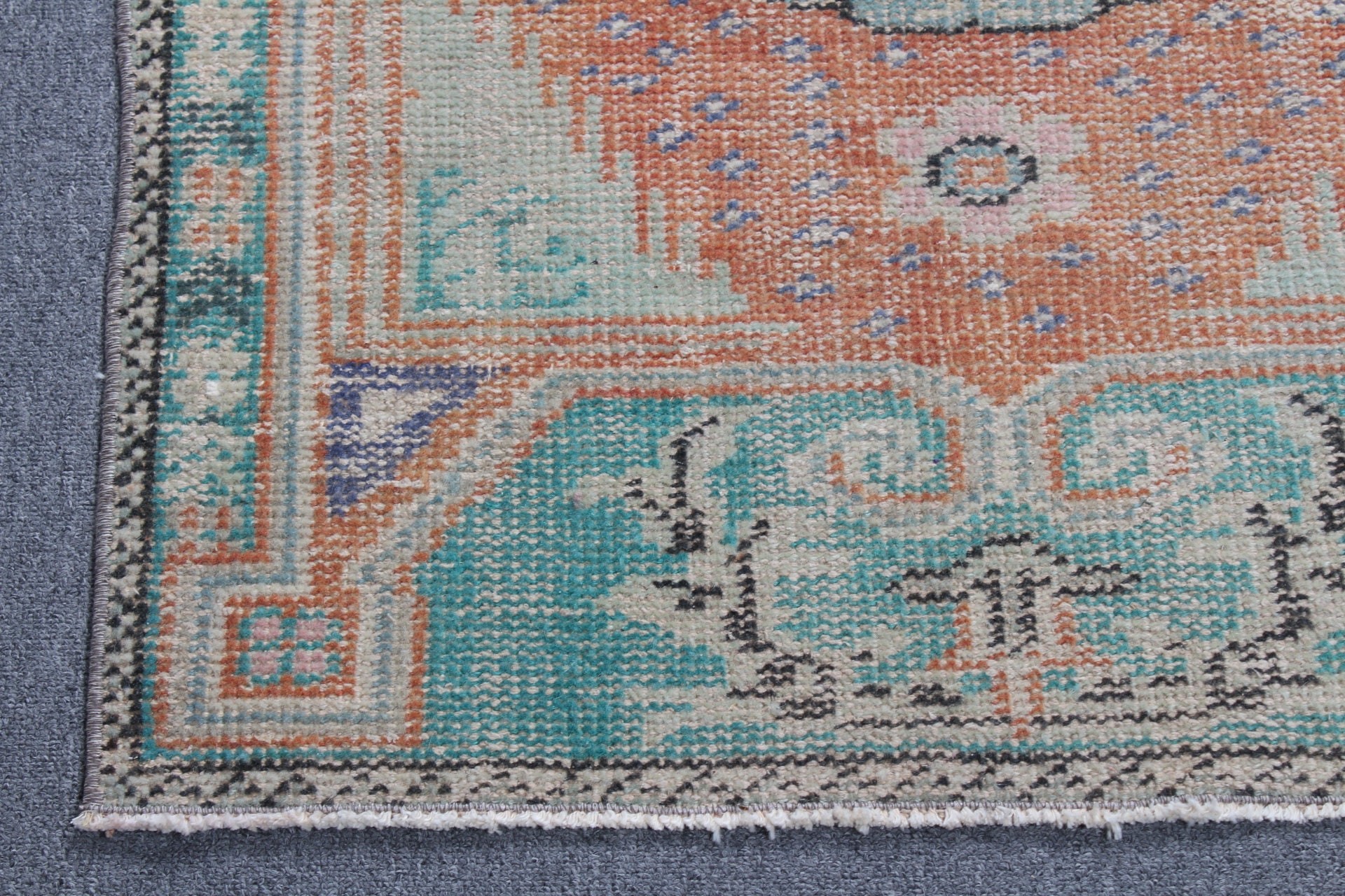 2.6x4.2 ft Small Rugs, Kitchen Rug, Turkish Rug, Floor Rug, Nursery Rugs, Orange Antique Rug, Rugs for Bathroom, Oriental Rug, Vintage Rug