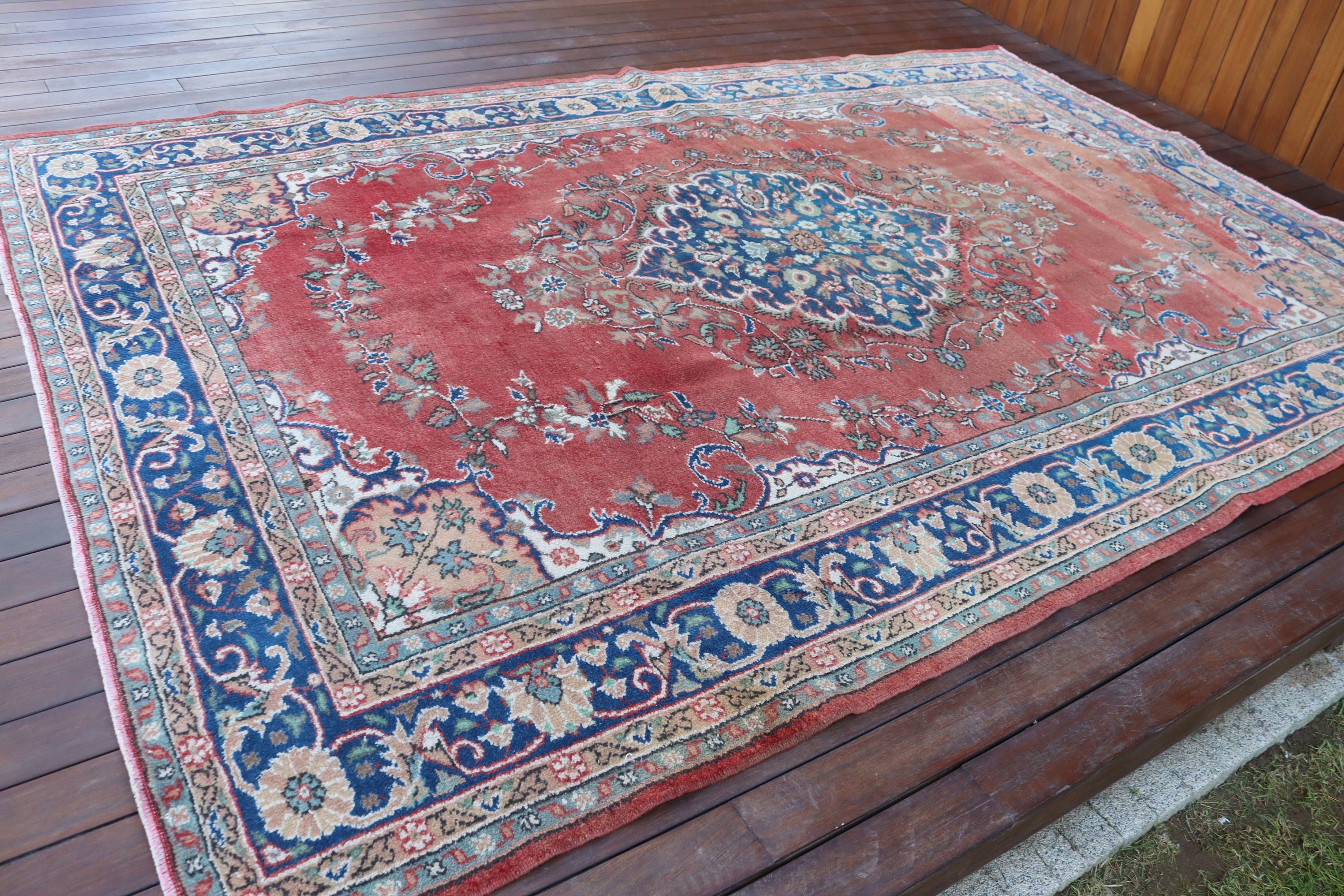 Kırmızı Mutfak Halıları, Türk Halıları, Vintage Halılar, Oryantal Halılar, Büyük Vintage Halılar, Büyük Oushak Halı, Harika Halılar, 6.6x10 ft Büyük Halı, Boho Halı