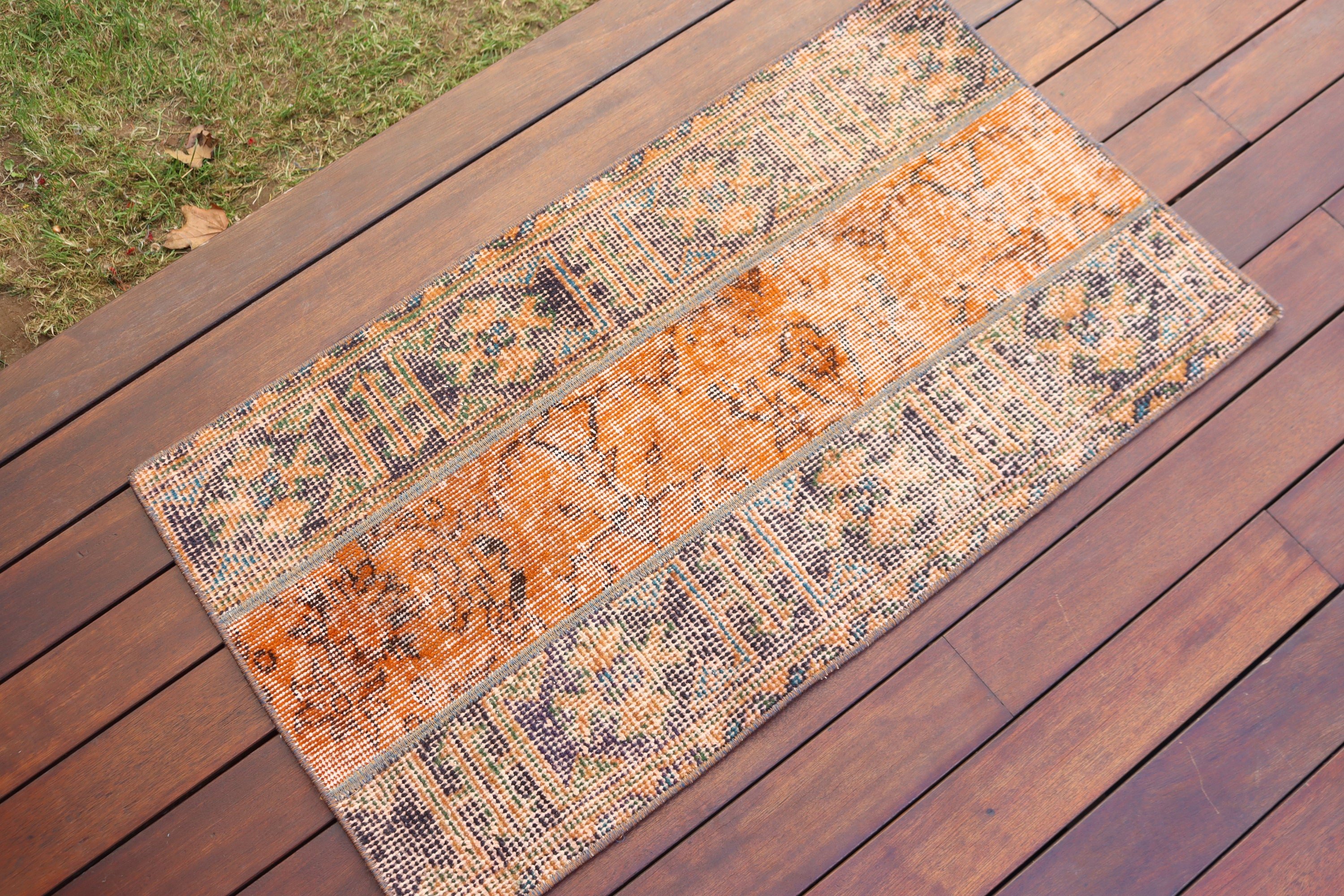 Floor Rugs, Handwoven Rug, 1.7x3.1 ft Small Rug, Vintage Rug, Turkish Rugs, Kitchen Rugs, Orange Cool Rugs, Bathroom Rugs, Rugs for Nursery