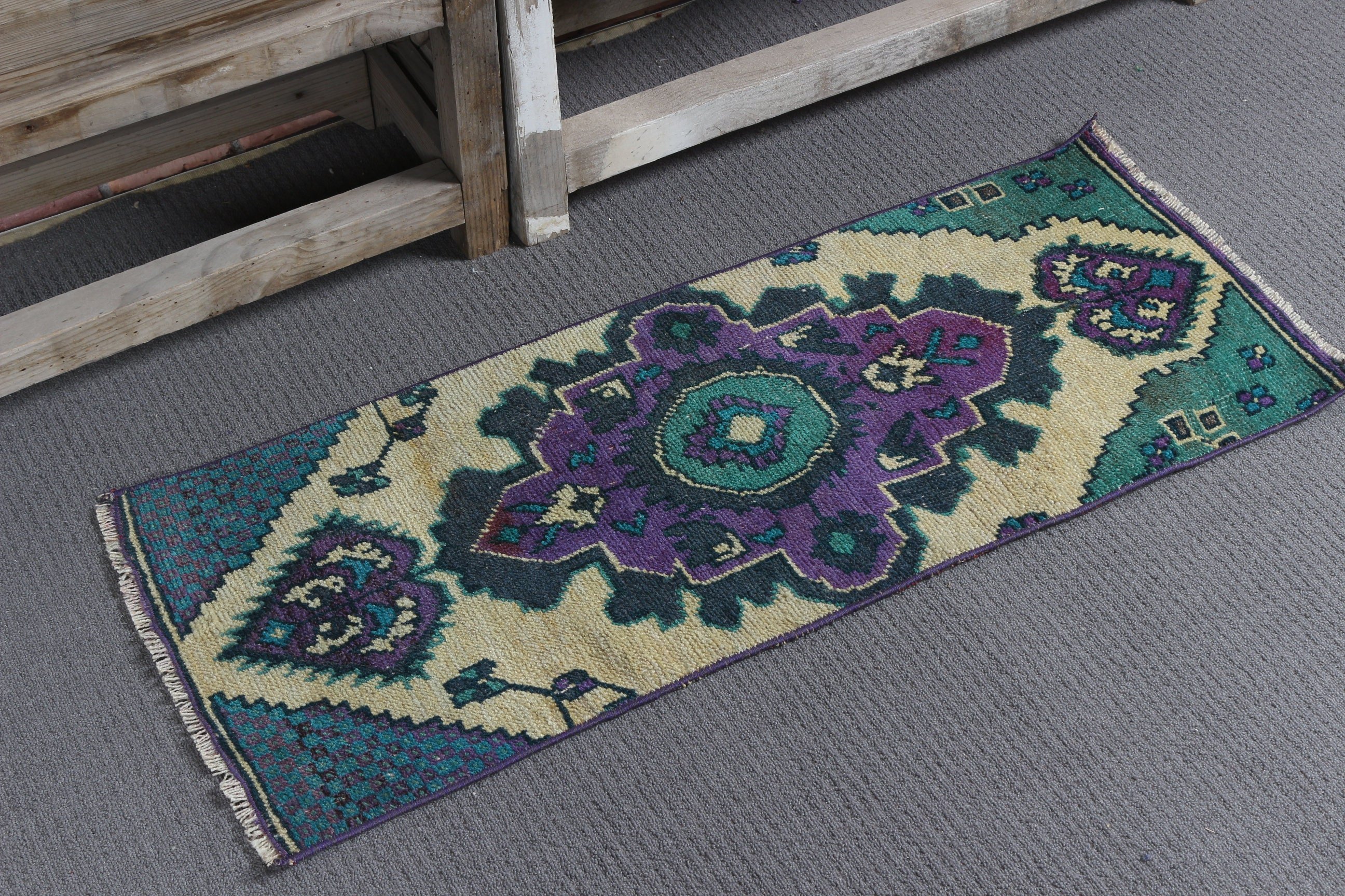 1.3x3.1 ft Small Rug, Office Rugs, Purple Floor Rugs, Turkish Rug, Nursery Rug, Oriental Rug, Bathroom Rugs, Vintage Rug