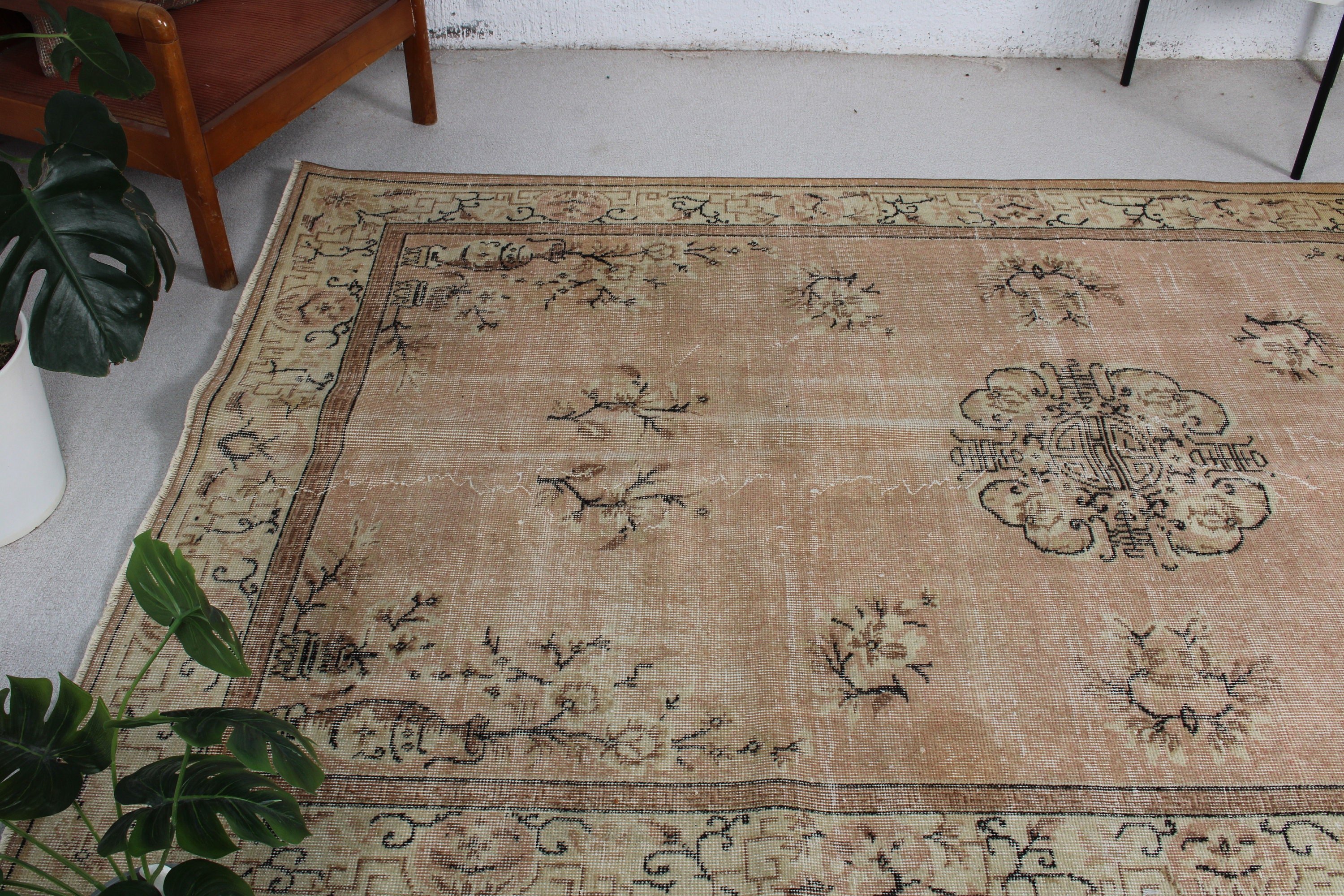 Yemek Odası Halıları, 5.1x8.8 ft Büyük Halı, Açıklama Halıları, Bej Fas Halısı, Sanatsal Halı, Havalı Halı, Vintage Halılar, Türk Halıları, Salon Halıları